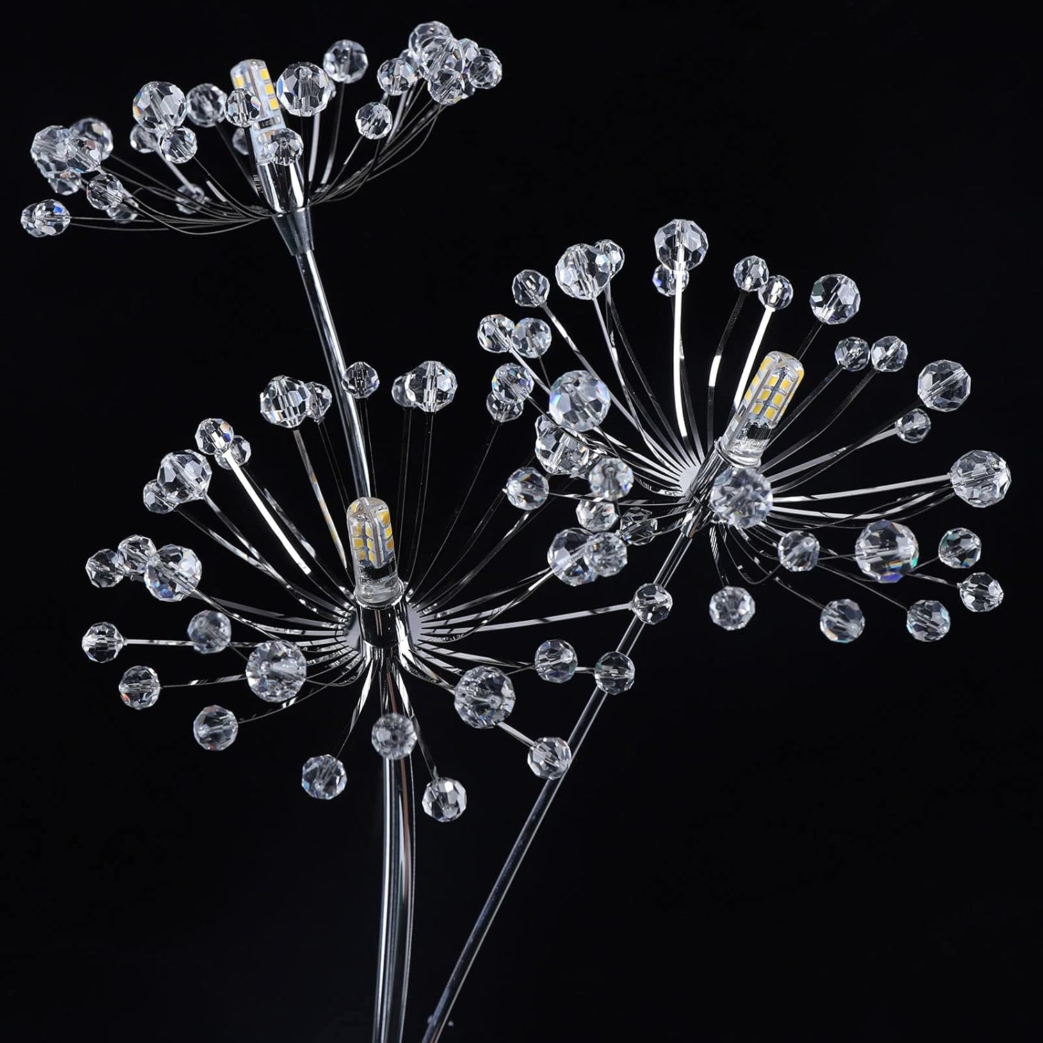HAOREBAIYU Aplique de pared LED de cristal, lámpara de pared moderna de diente de león de 3 luces, lámpara de pared para dormitorio, mesita de