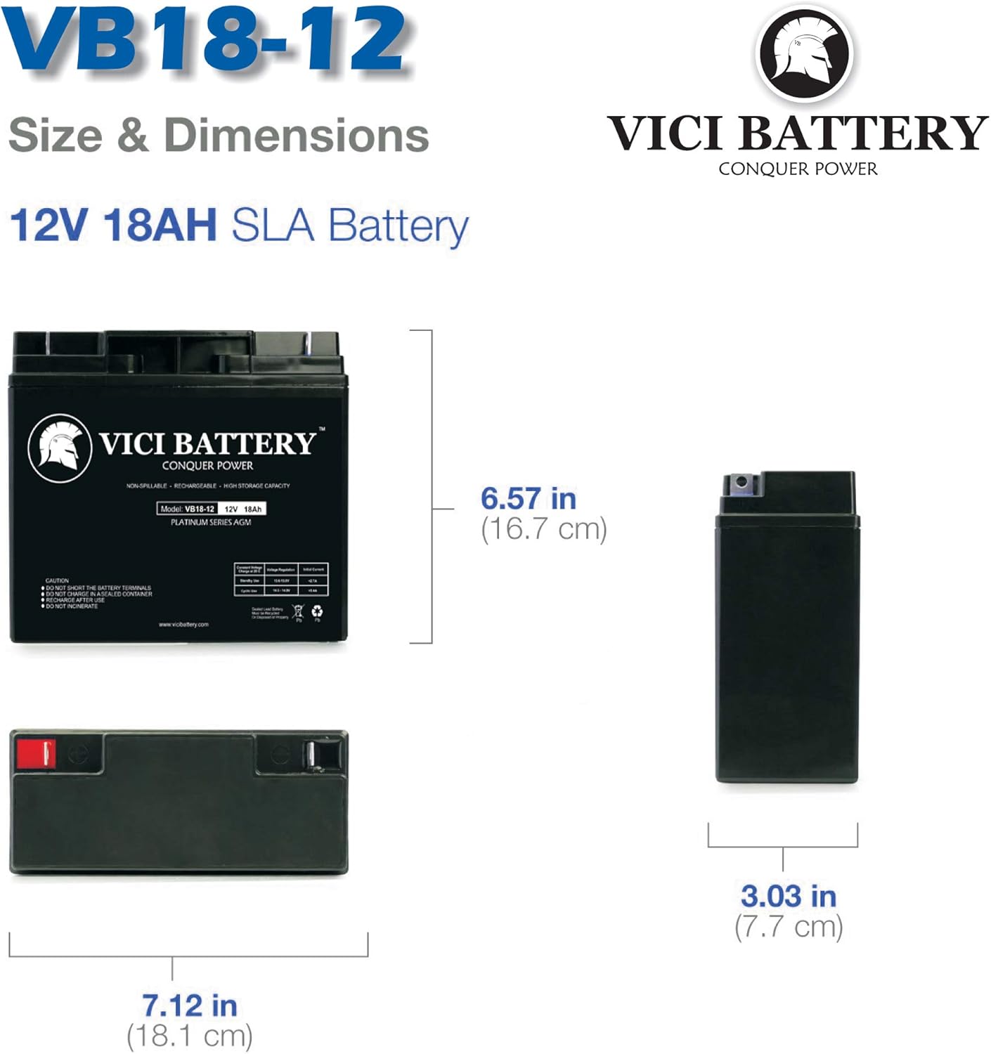 VICI Battery VB18-12 – Reemplazo de 12V 18AH para batería de plomo sellada 6FM17 6-FM-17 12V 18Ah