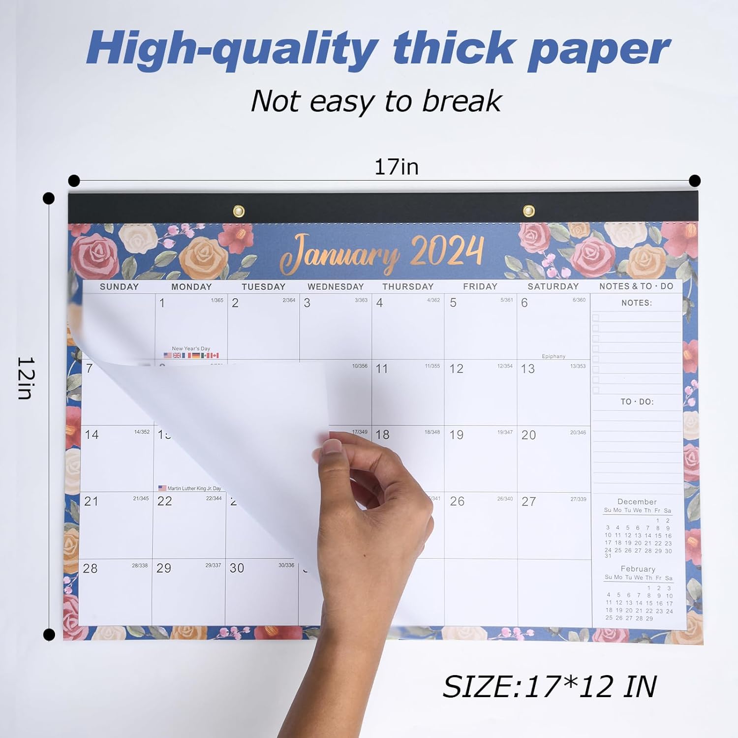 Calendario de pared 2024-2025 Calendario grande de escritorio 2024 con lista de tareas, calendario de escritorio de 18 meses  calendario de pared,