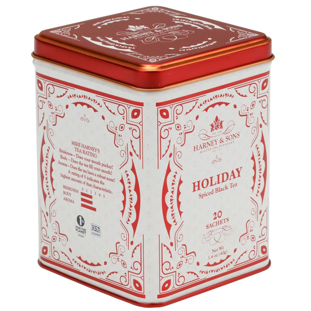 Harney & Sons Holiday Tea, lata de bolsita de 20 ct