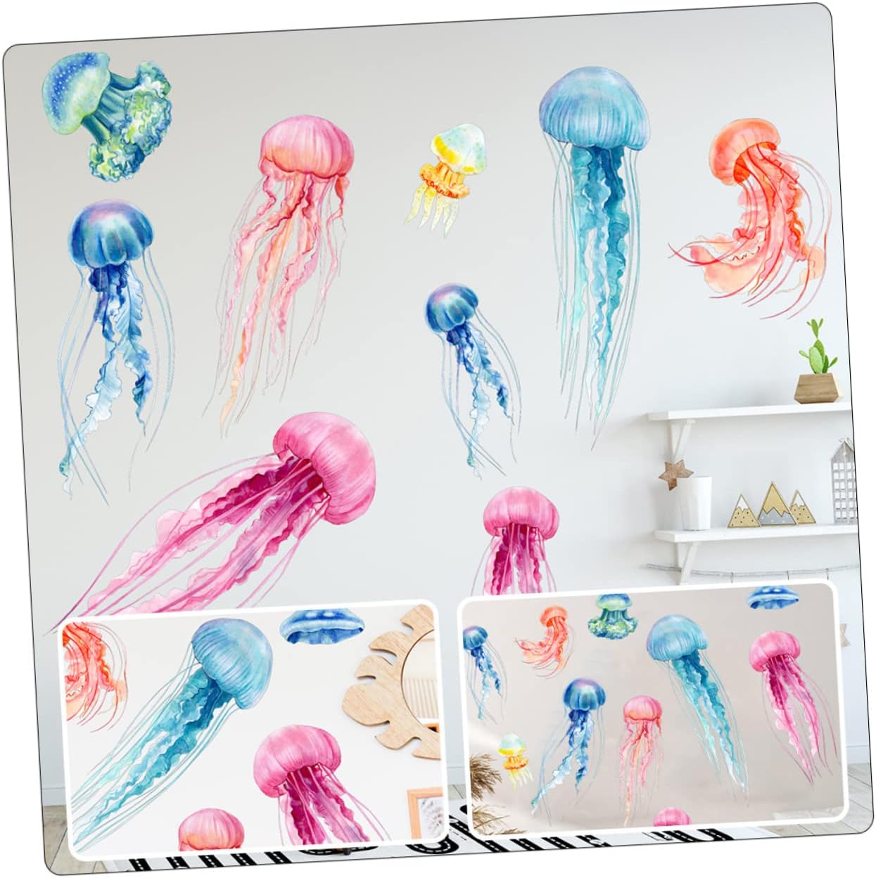Abaodam 36 Pcs Jellyfish Wall Sticker Undersea Decor Stickers Seajelly Mural Stickers Sea Life Animals Wall Stickers Underwater Wall Sticker Sea
