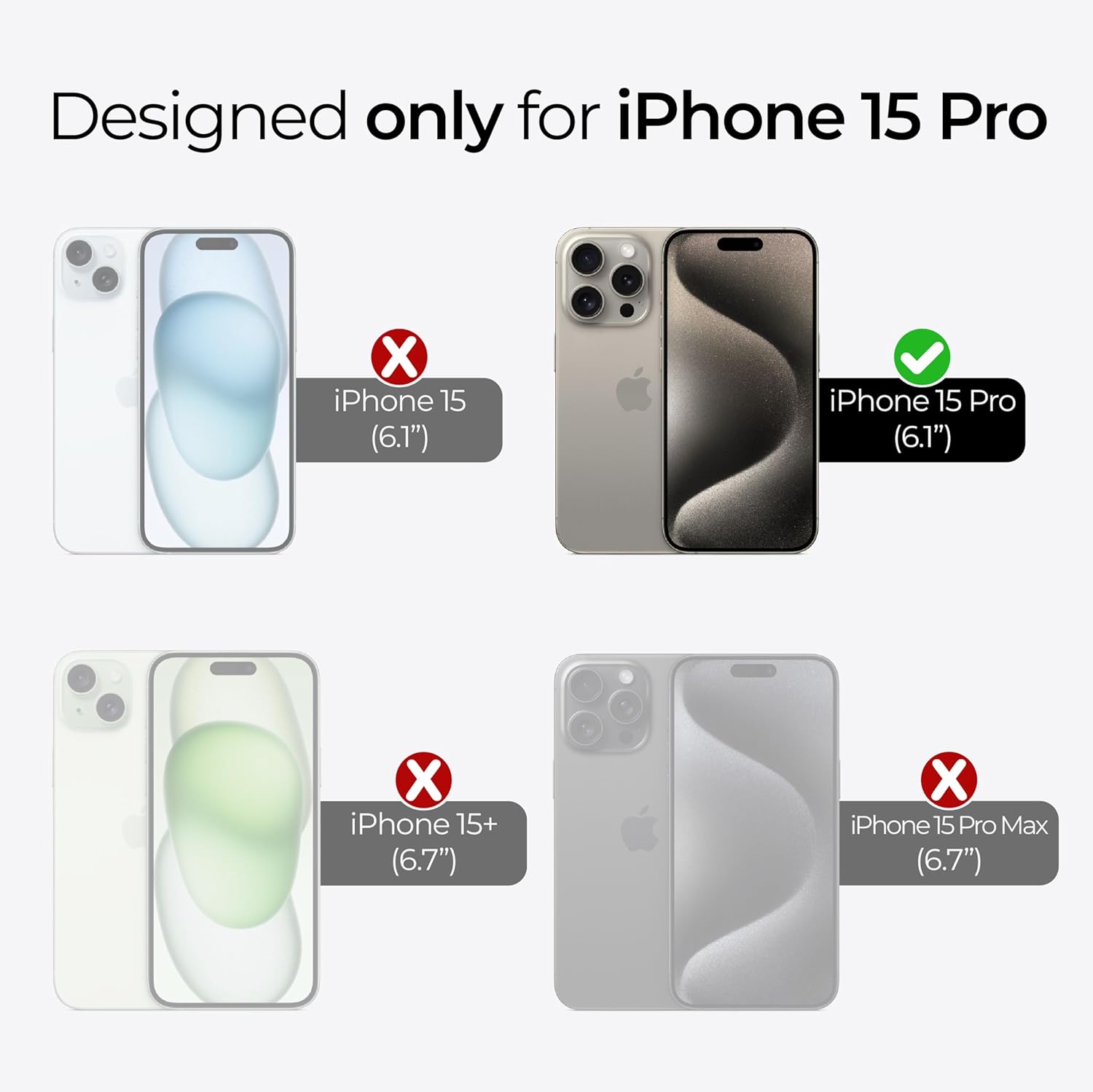 ArmorSuit Paquete de 2 protectores de pantalla diseñados para iPhone 15 Pro 6.1 pulgadas Película transparente MilitaryShield HD compatible con