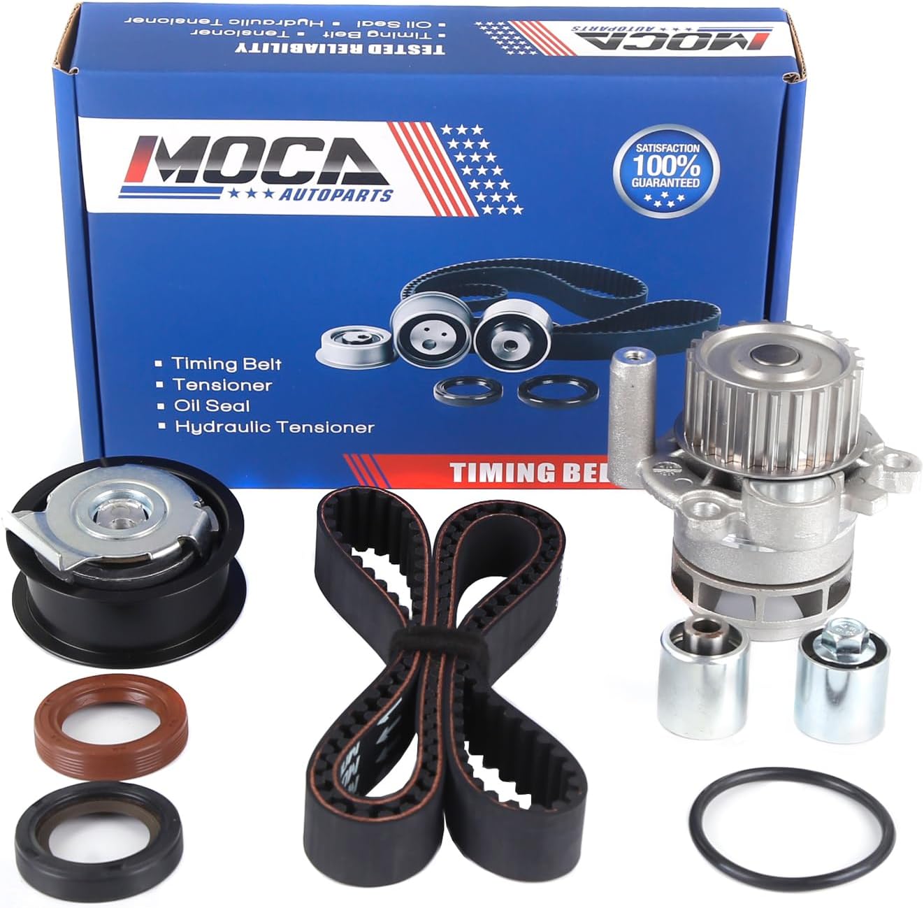 MOCA Kit de correa de distribución y bomba de agua para Audi TTS Quattro 09-12 y 07-10 para Volkswagen Eos y 06-08 para Volkswagen Passat 2.0L
