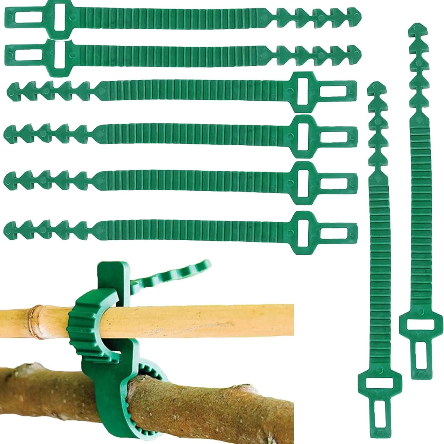 8 bandas de soporte para estacas de árbol, entrelazado ajustable resistente, reutilizables, para plantas de jardín y arbustos de 9.4 pulgadas