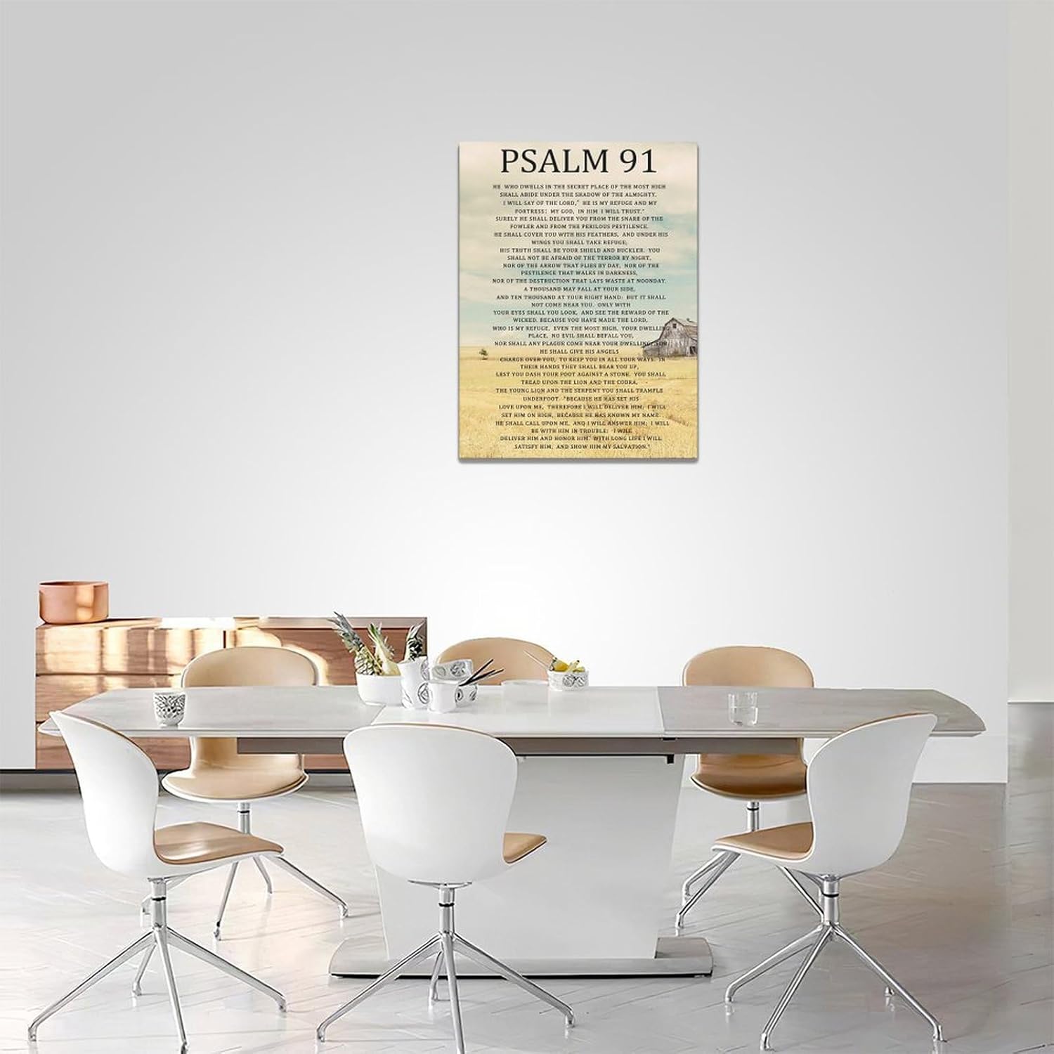 Salmo 91 – Cuadro decorativo para pared, versículo de la Biblia, lienzo con impresiones religiosas cristianas enmarcadas para el hogar, oficina,