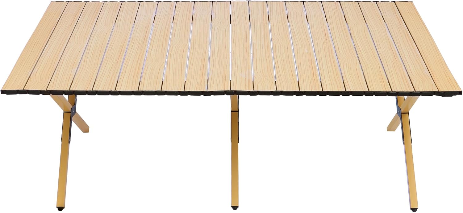 MAKELEN Mesa plegable para exteriores con bolsa de transporte, mesa cuadrada enrollable de aluminio ligero para interiores, campamento al aire