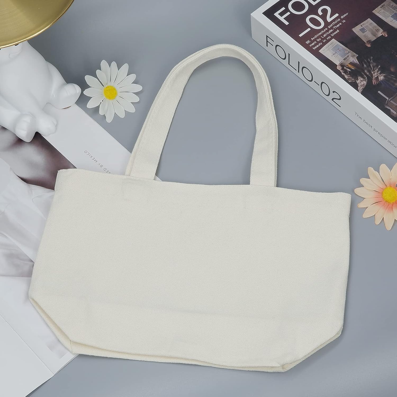 Bolsa de lona, bolsas reutilizables con asas resistentes, bolsa estética para regalos de cumpleaños, compras, viajes