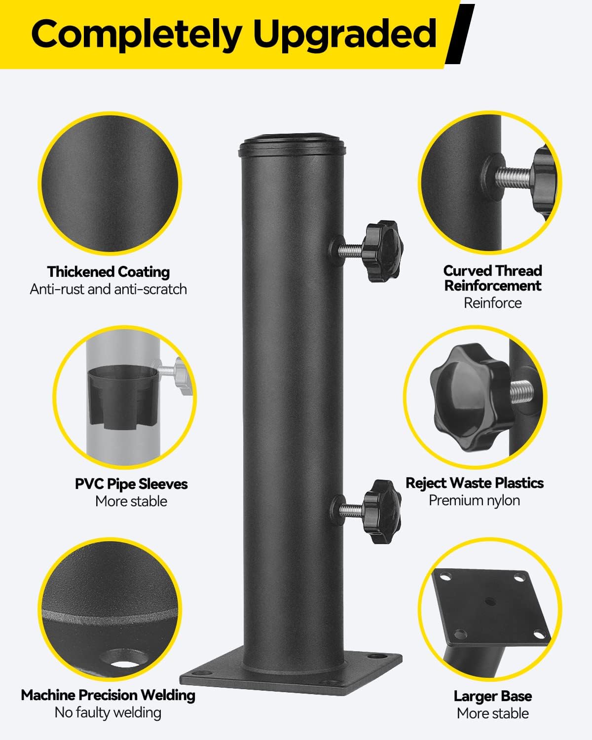 YINGDIKE Base de soporte para sombrilla de patio, soporte resistente para sombrilla para exteriores y abrazadera en cubiertas, soporte de sombrilla
