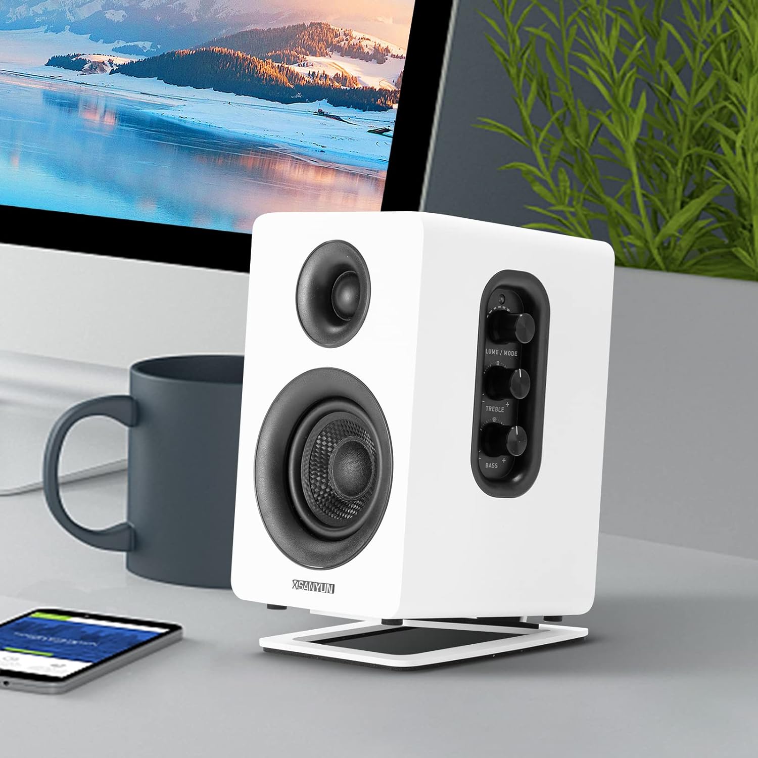 SW601 – Altavoces de metal de escritorio para altavoces compactos de 2 a 3 pulgadas, acolchado de espuma de amortiguación de acero inclinado para