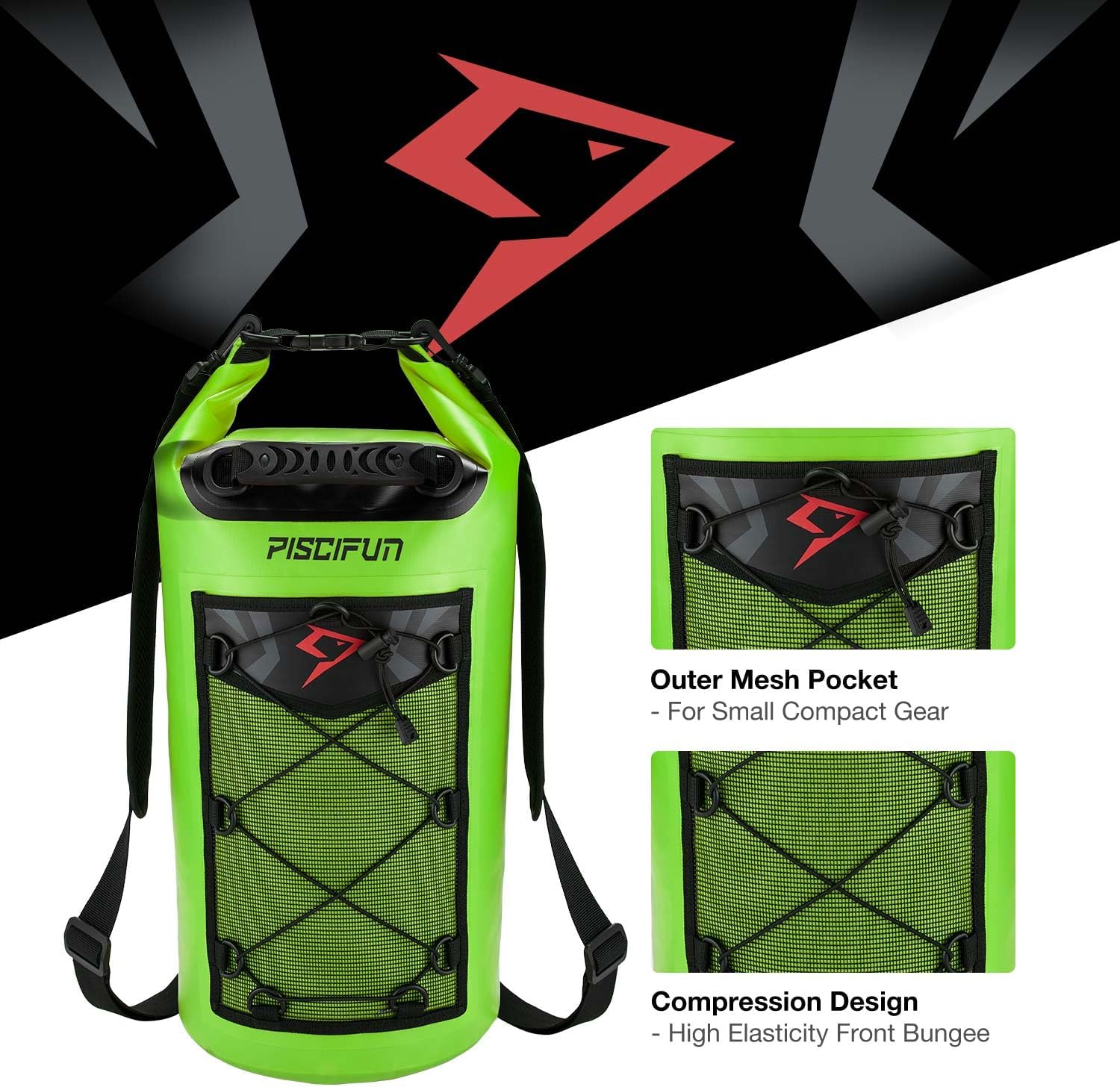 Piscifun – Mochila seca flotante e impermeable, 510203040 L, con funda impermeable para teléfono, para kayak, canotaje, surf, rafting y pesca