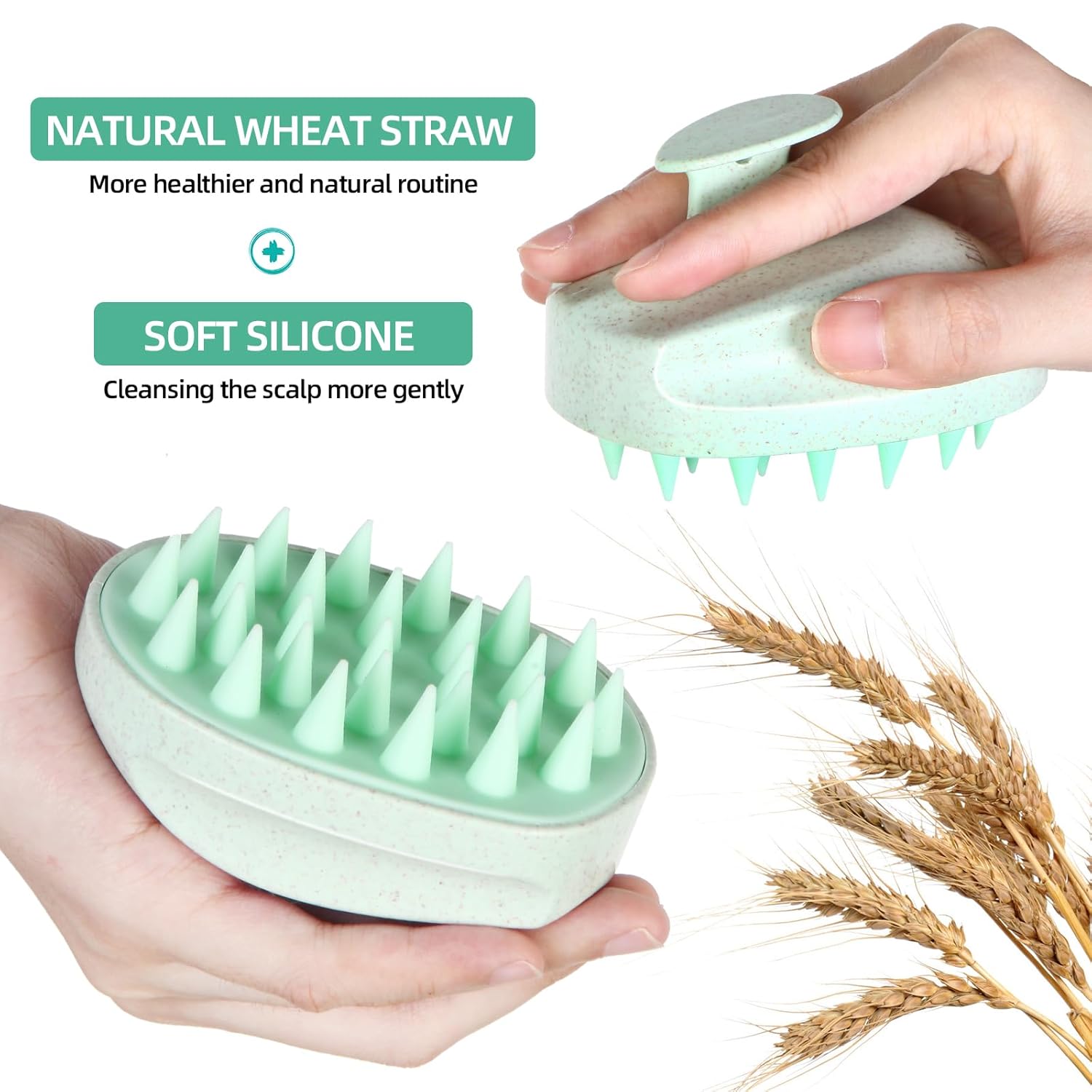 Lilovbesa Cepillo masajeador de cuero cabelludo, cepillo exfoliante de cabeza con cerdas de silicona suaves para mujeres, hombres, niños, mascotas,