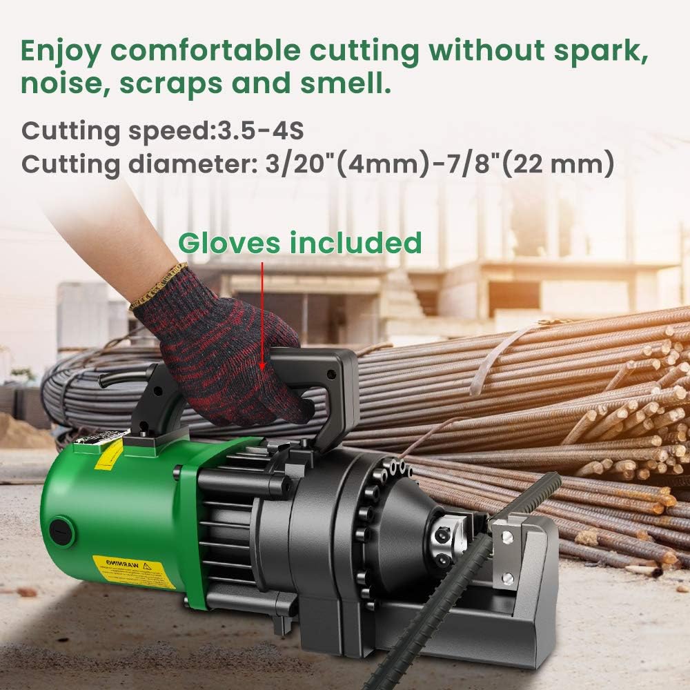 Anbull Cortador eléctrico de barras de refuerzo de 1350 W, corte de hasta 78 pulgadas 0.157-0.866 in #7 Rebar, con cuchillas de mandíbula
