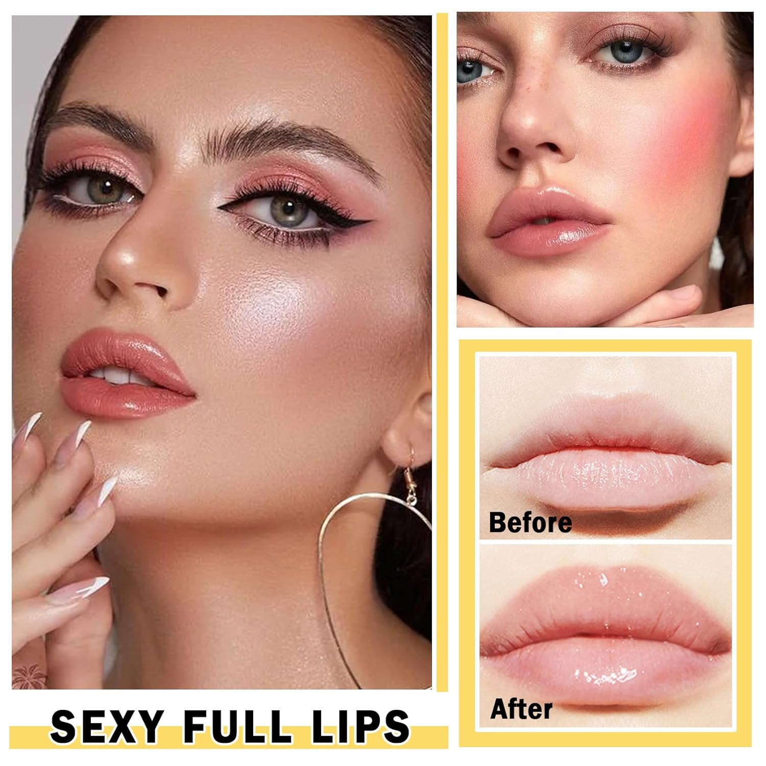 AWCCXMYM 2 unids Lip Plumper Clear Lip Gloss Hidratante Iluminar Rellenador Brillo de Larga Duración Natural Hidratante Suave Cuidado de los Labios