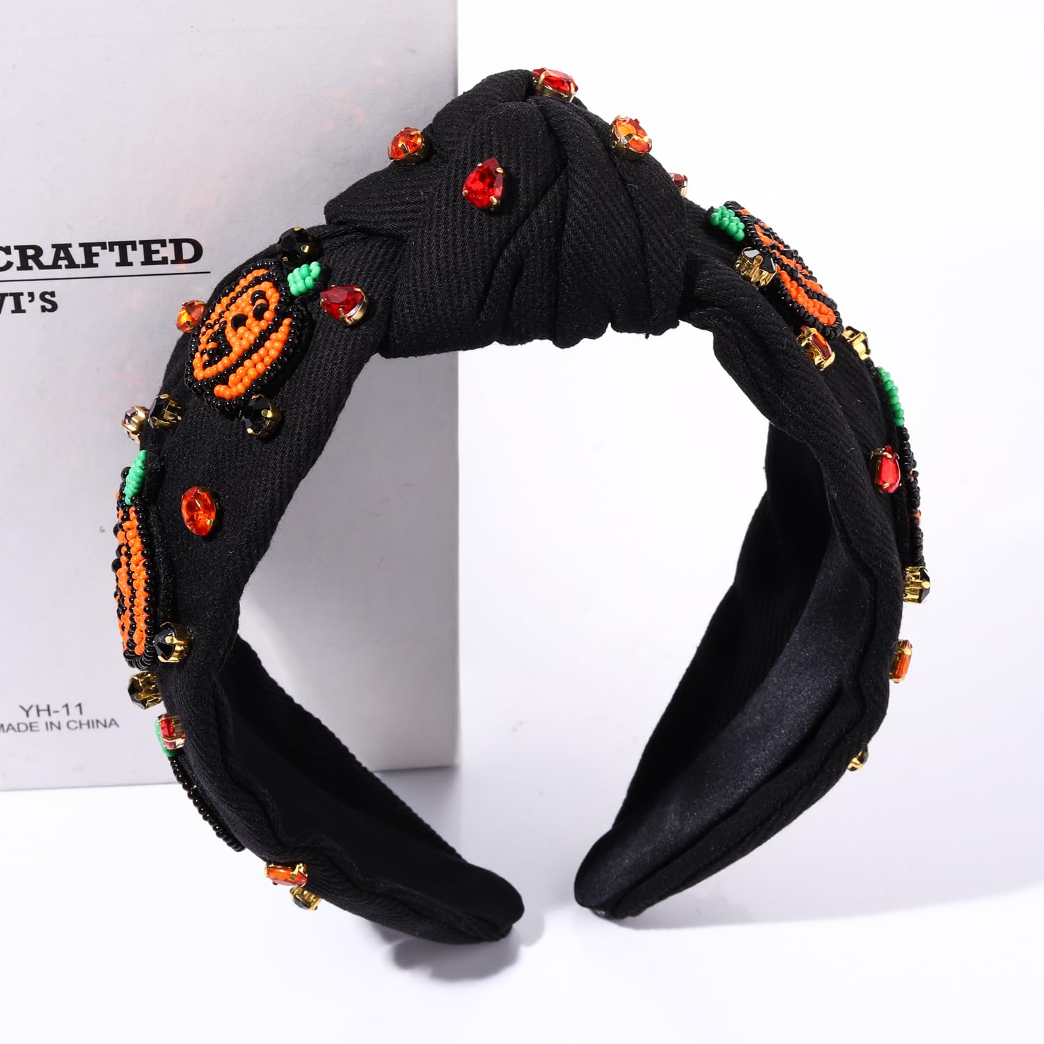 YAHPERN Diadema de Halloween para mujer, diadema espeluznante de calabaza, araña, fantasma, diadema con diamantes de imitación, diadema anudada de