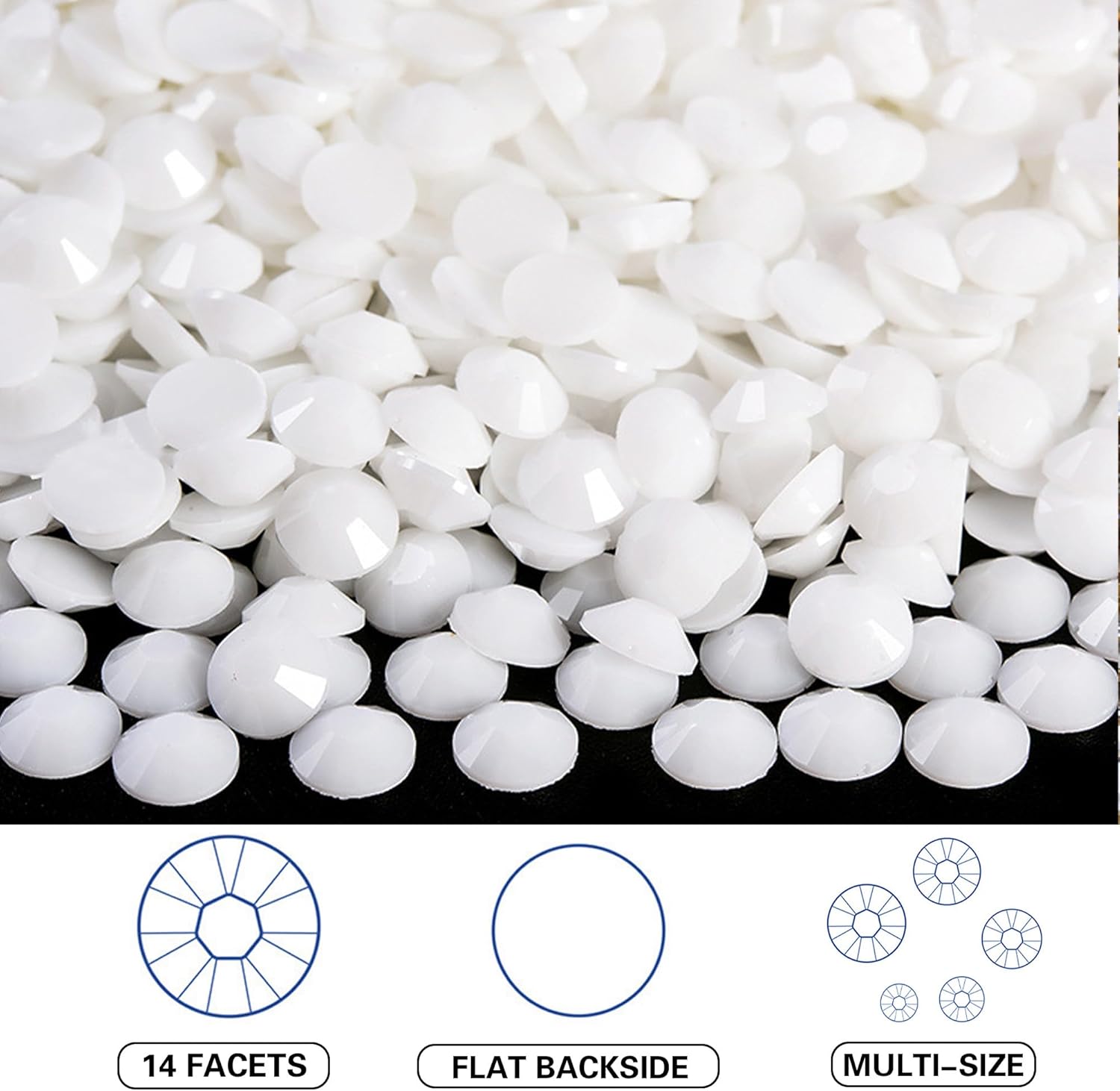 RODAKY 6000 diamantes de imitación de resina blanca gelatina con parte trasera plana para uñas, diamantes de imitación de cristal de gelatina de
