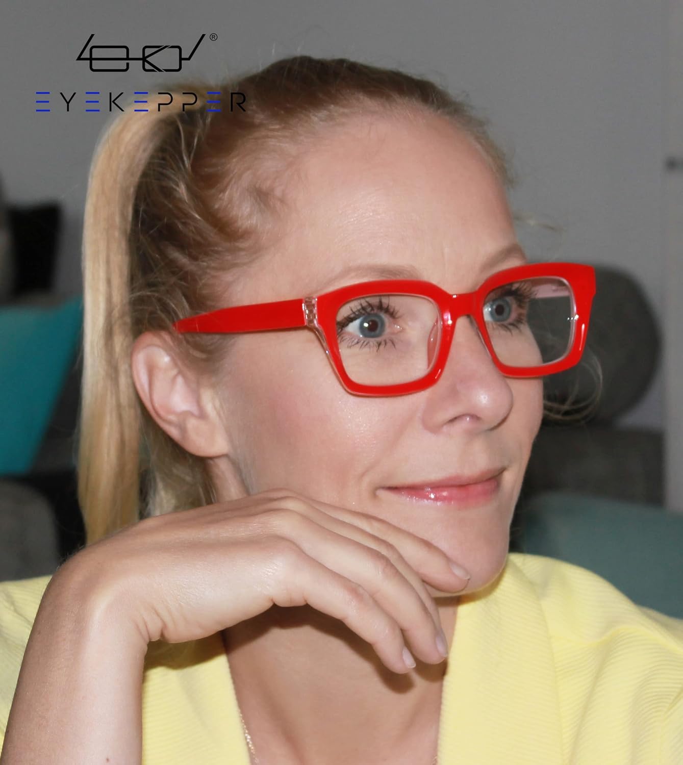 Eyekepper Gafas de lectura para mujer, diseño cuadrado de gran tamaño, color rojo