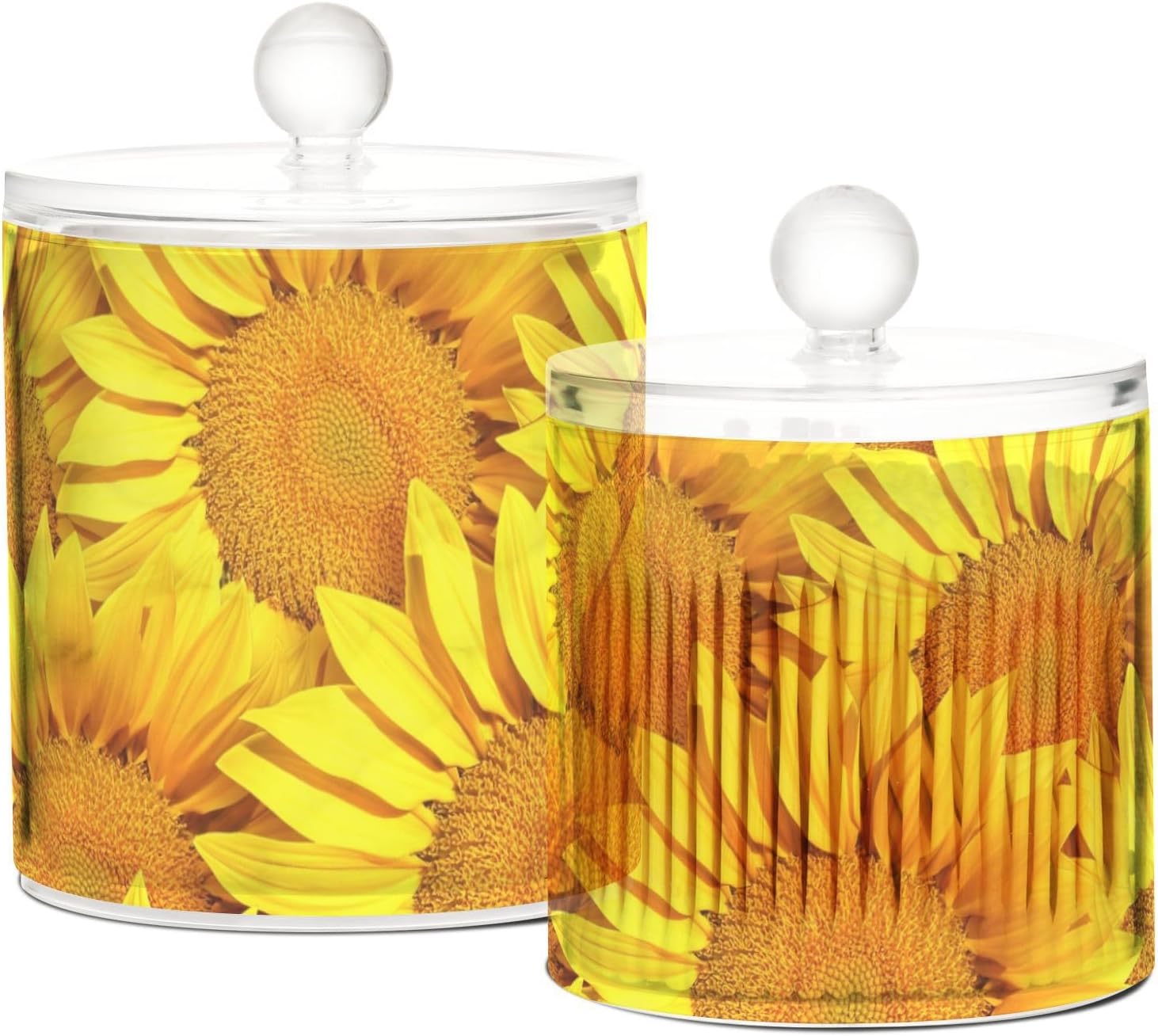 Tarros de girasoles con tapas, contenedores de almacenamiento de baño, recipientes de almacenamiento de algodón para dormitorio, artículos