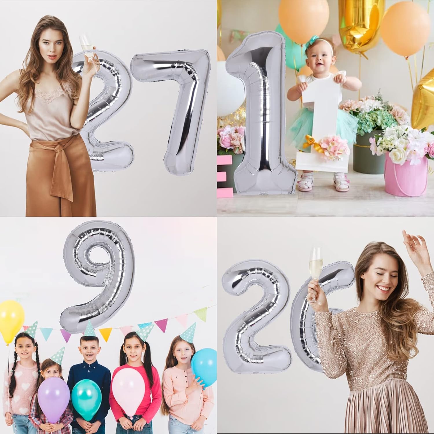 Globo plateado de 40 pulgadas con el número 9, tamaño extra grande, globos de helio de aluminio de Mylar 9 para fiestas de cumpleaños, decoraciones