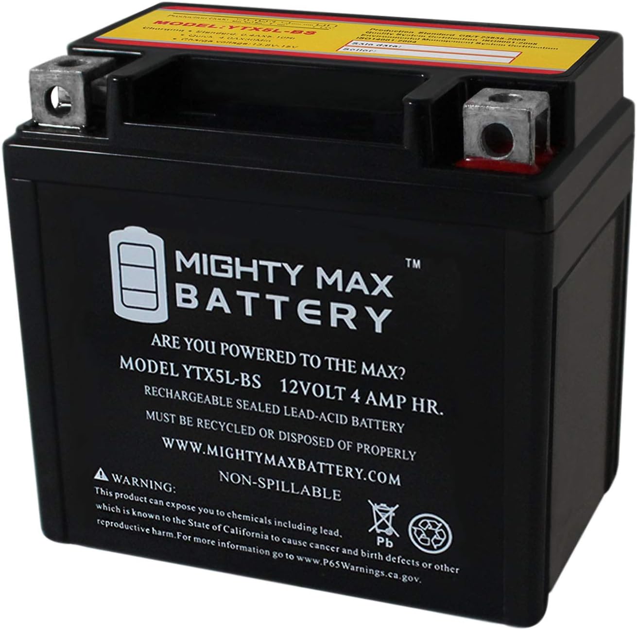 Mighty Max Battery Reemplazo de batería YTX5L-BS para KYMCO Mongoose 90 90CC todos los años