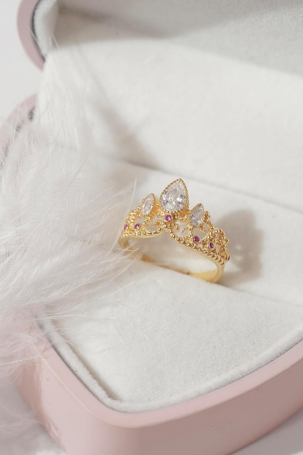 Tangled Ring- Lost Princess Ring -Cosplay Jewelry -Princess Ring-Princess Crown Ring-925 Sterling Silver Ring (GOLD)