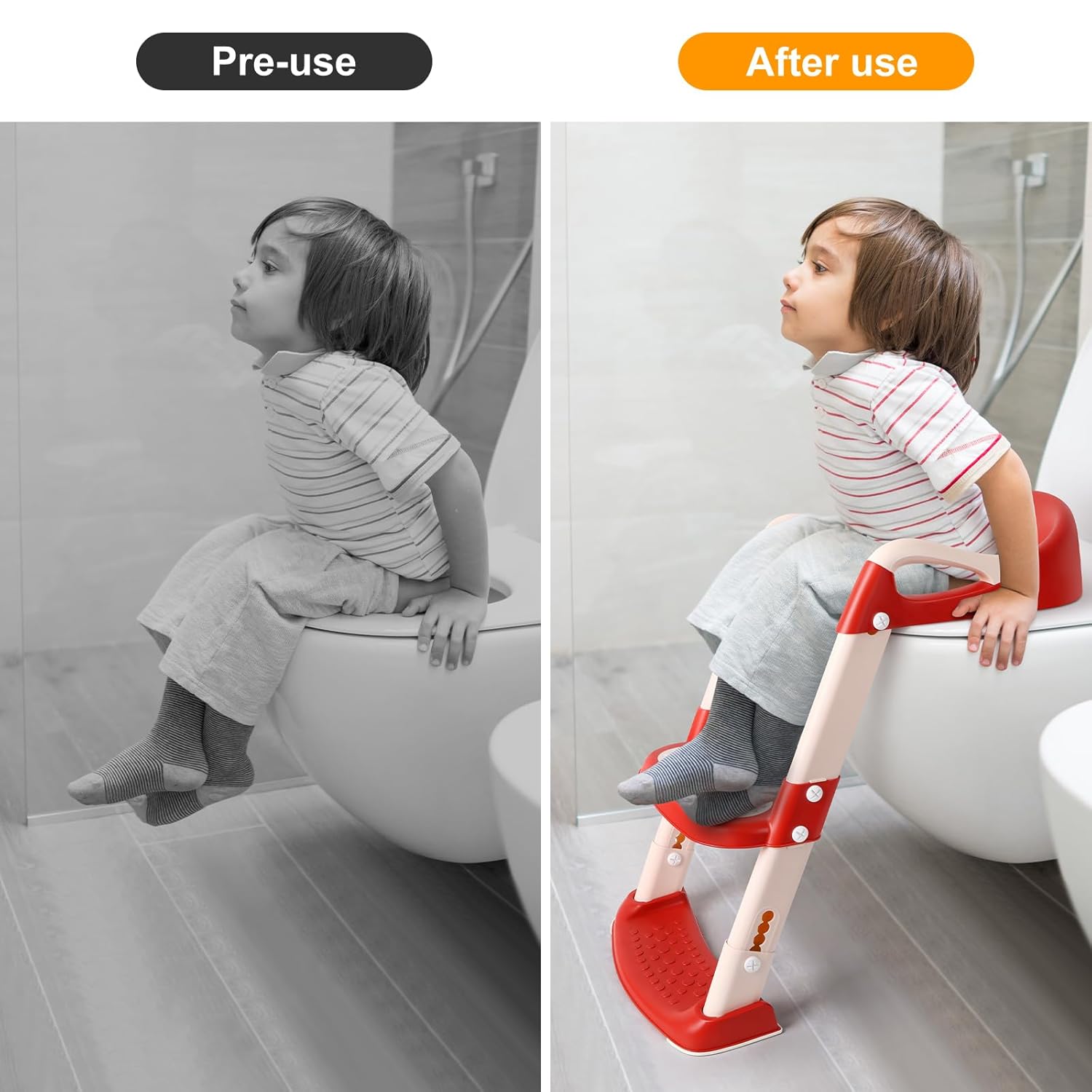 Asiento de inodoro de entrenamiento para ir al baño con escalera, inodoro de entrenamiento para ir al baño para niños y niñas, altura ajustable,