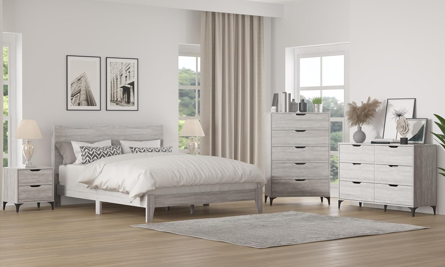 Galano Lilay Cómoda de 6 cajones con función de cajón entrelazado, cómodas anchas para dormitorio, 6 cajones profundos para organizador de armario,