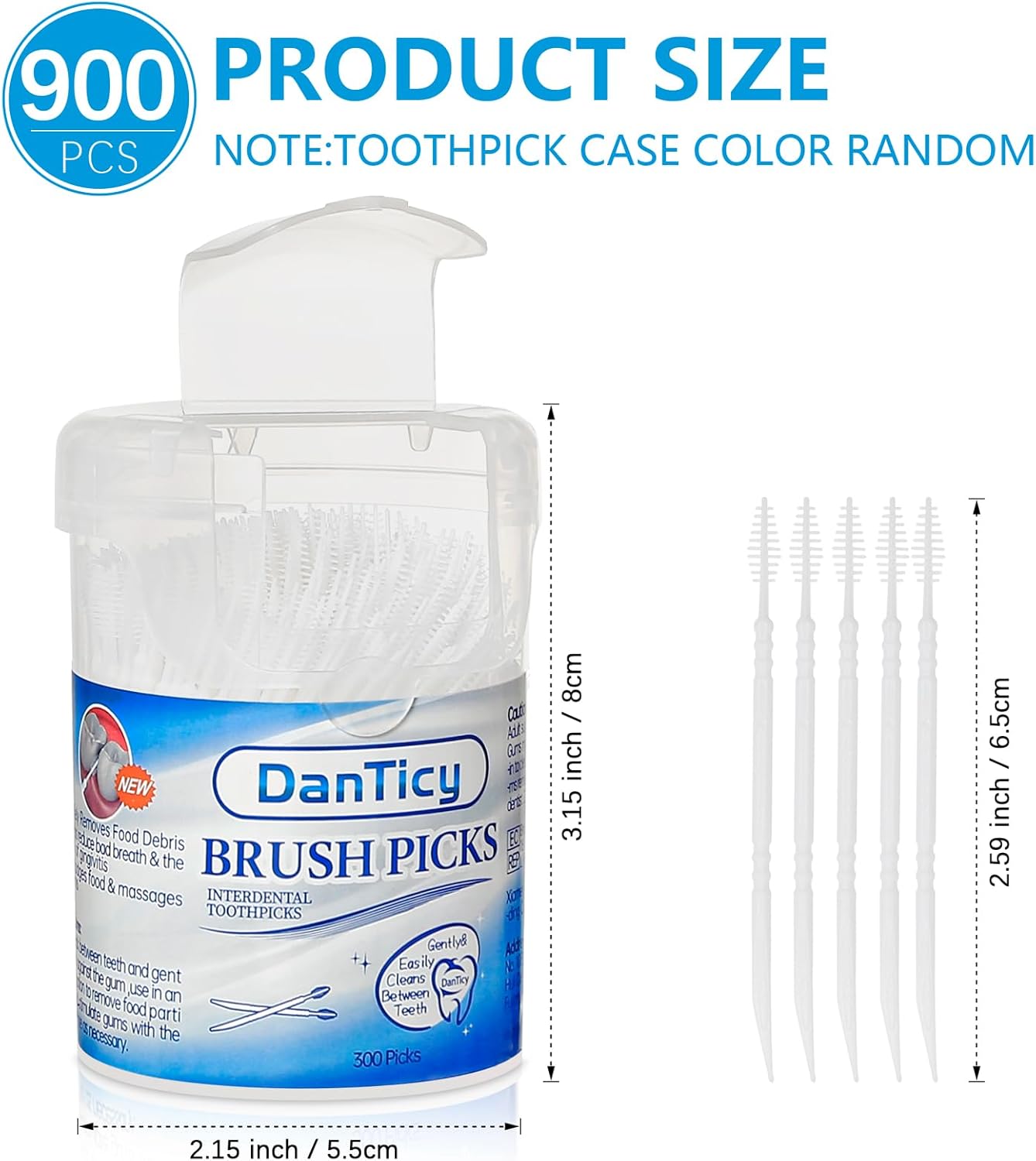 DanTicy Palos de dientes interdentales, palillos dentales de cerdas suaves, palillos de dientes, ayuda a eliminar la placa y los desechos entre tus