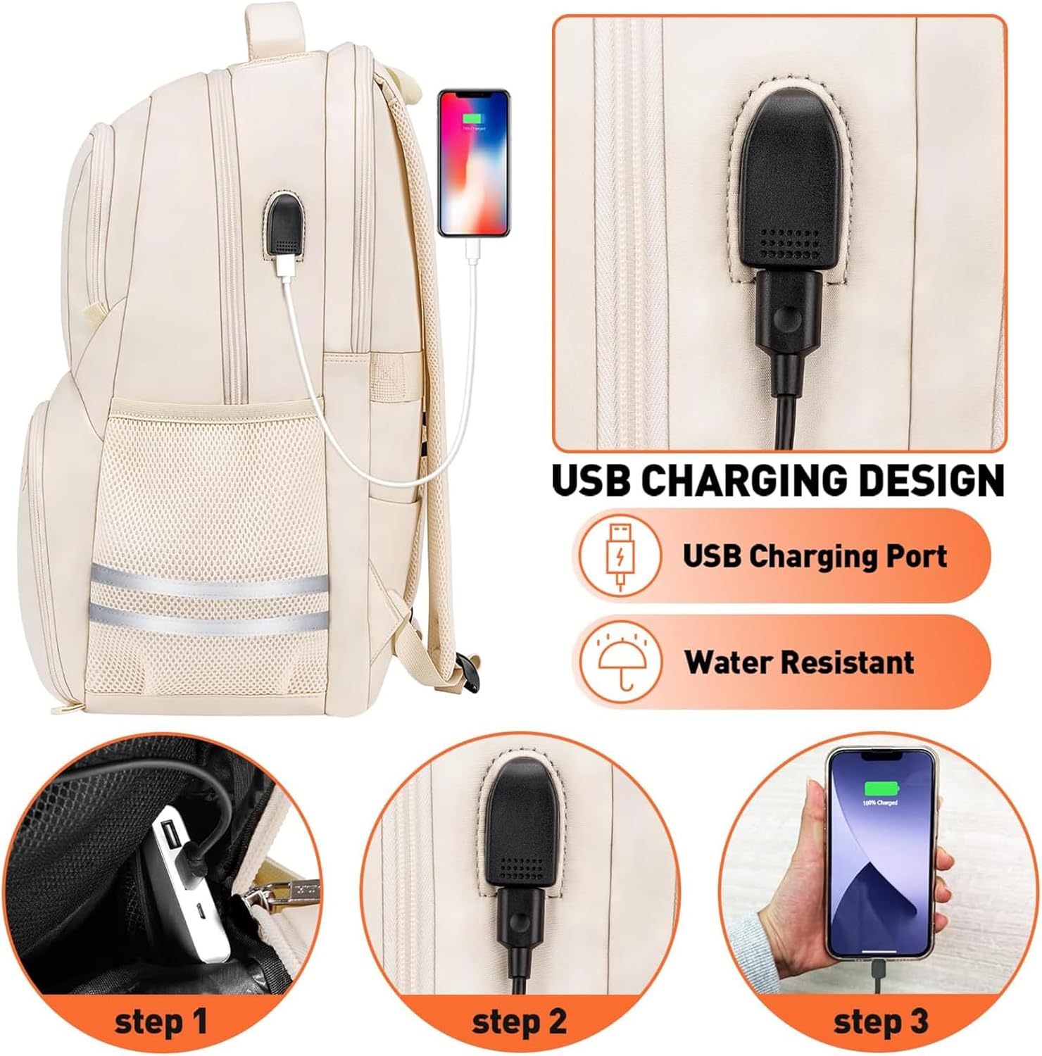 Ytonet Mochila de gimnasio para mujeres y hombres, mochila de viaje con compartimento para zapatos, puerto de carga USB, bolsa de transporte