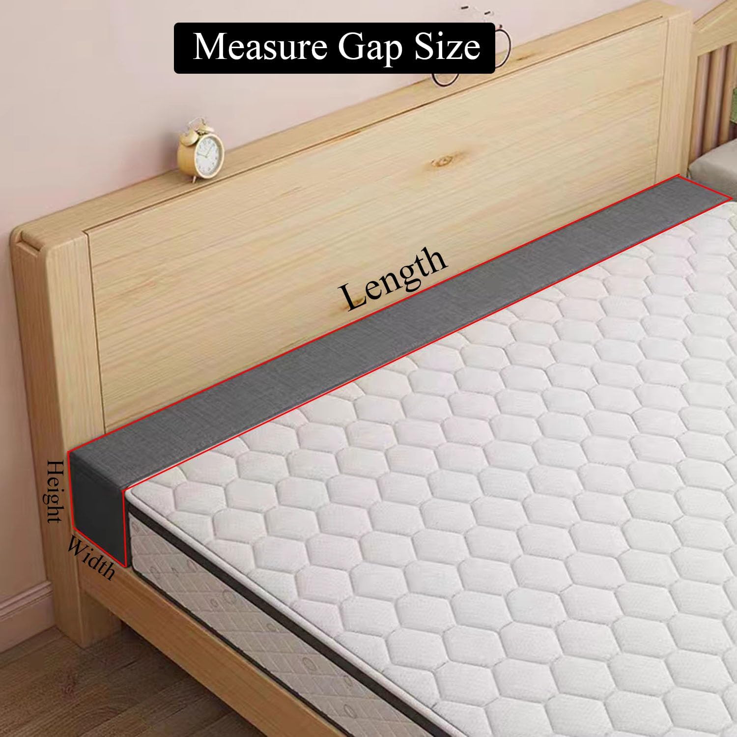 Almohada de cuña de cama para cabecero, almohada grieta entre el lado de la pared y el extensor de colchón, relleno de huecos de cama, tamaño