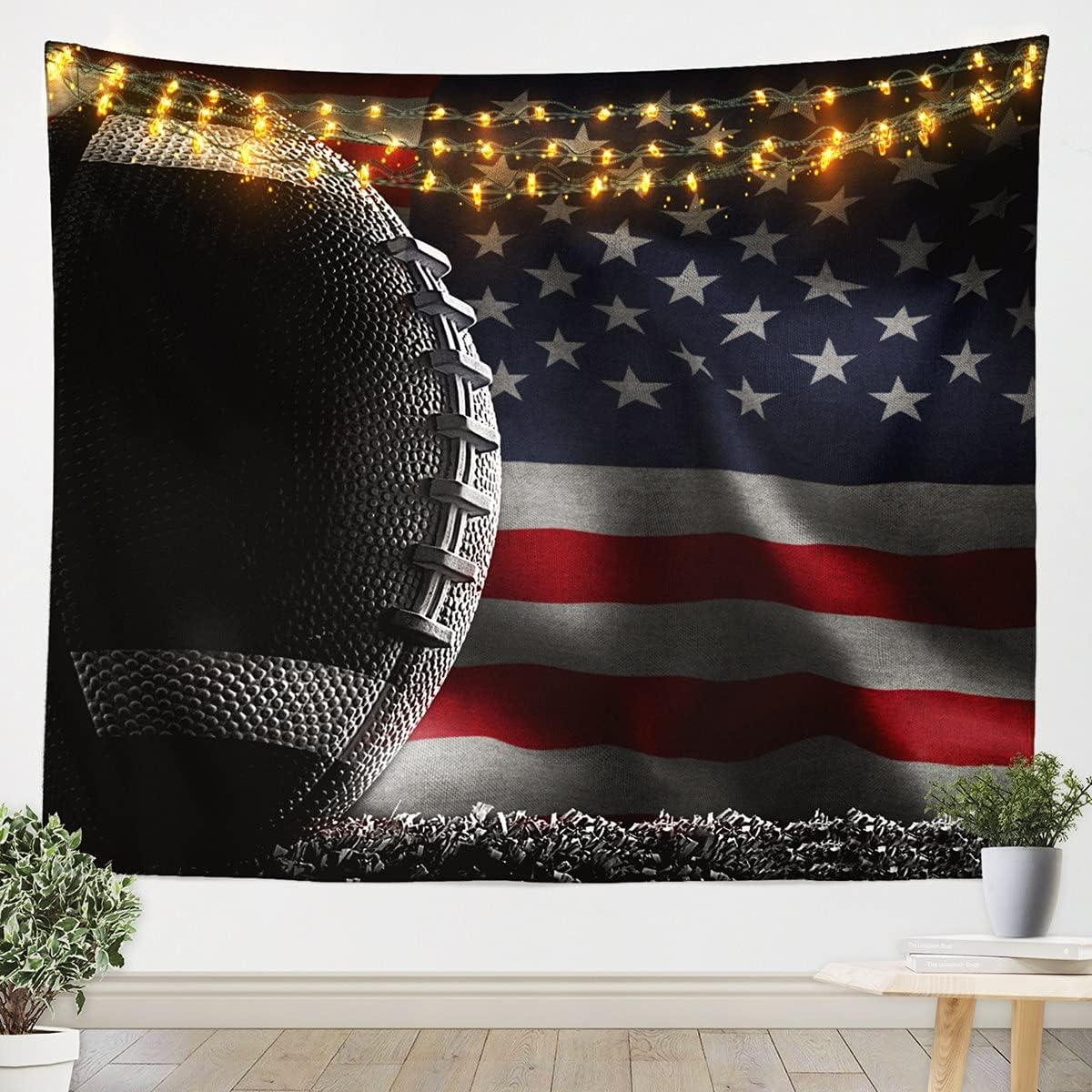 Tapiz con estampado de fútbol americano, bandera americana, decoración del hogar, dormitorio, sala de estar, puerta, juego deportivo 3D, tapiz para