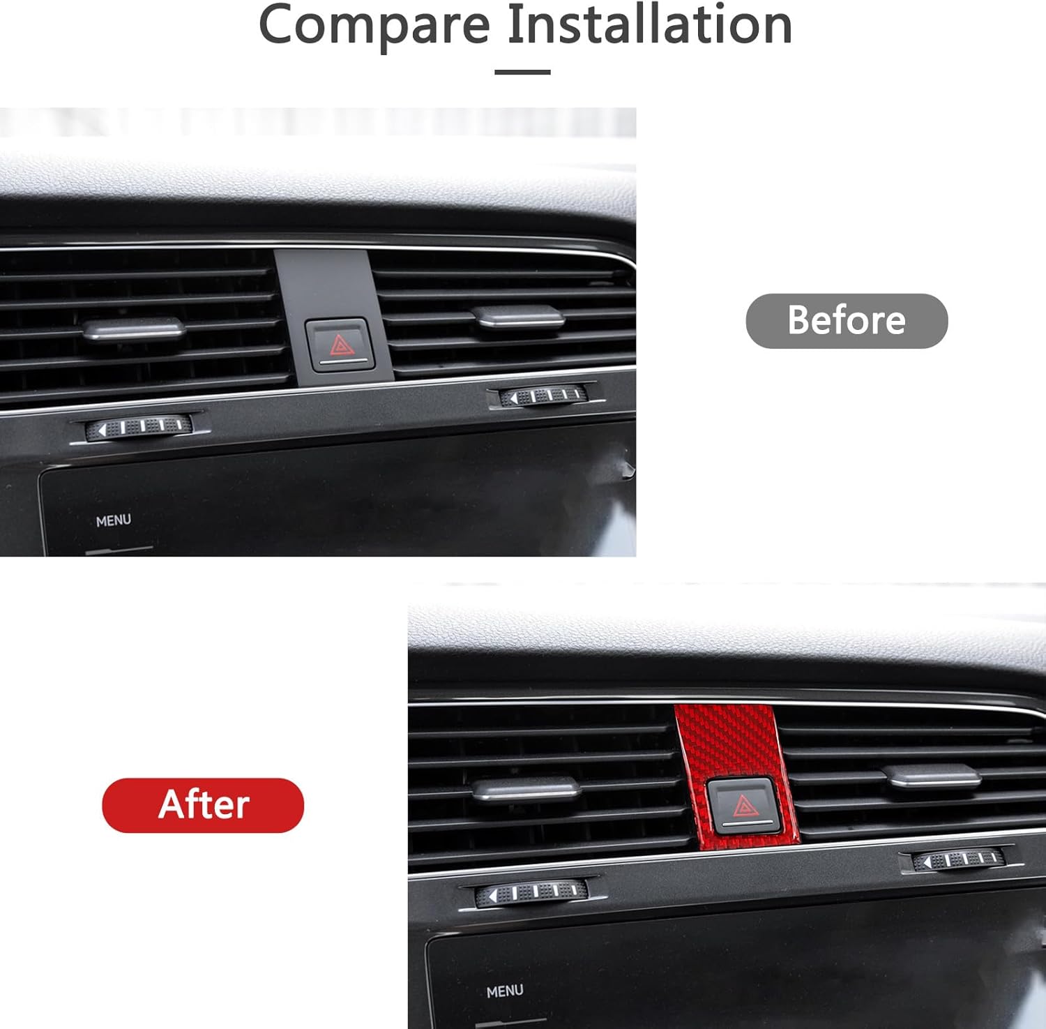 Compatible con marco de interruptor de emergencia de automóvil, cubierta de fibra de carbono, accesorios interiores para Volkswagen VW Golf 7 2014