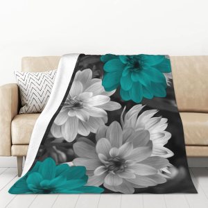 Manta floral gris verde azulado, manta de flores verde azulado para sofá cama, manta suave y mullida de franela verde azulado para cama, sofá, Manta floral gris verde azulado, manta de flores verde azulado para sofá cama, manta suave y mullida de franela verde azulado para cama, sofá,