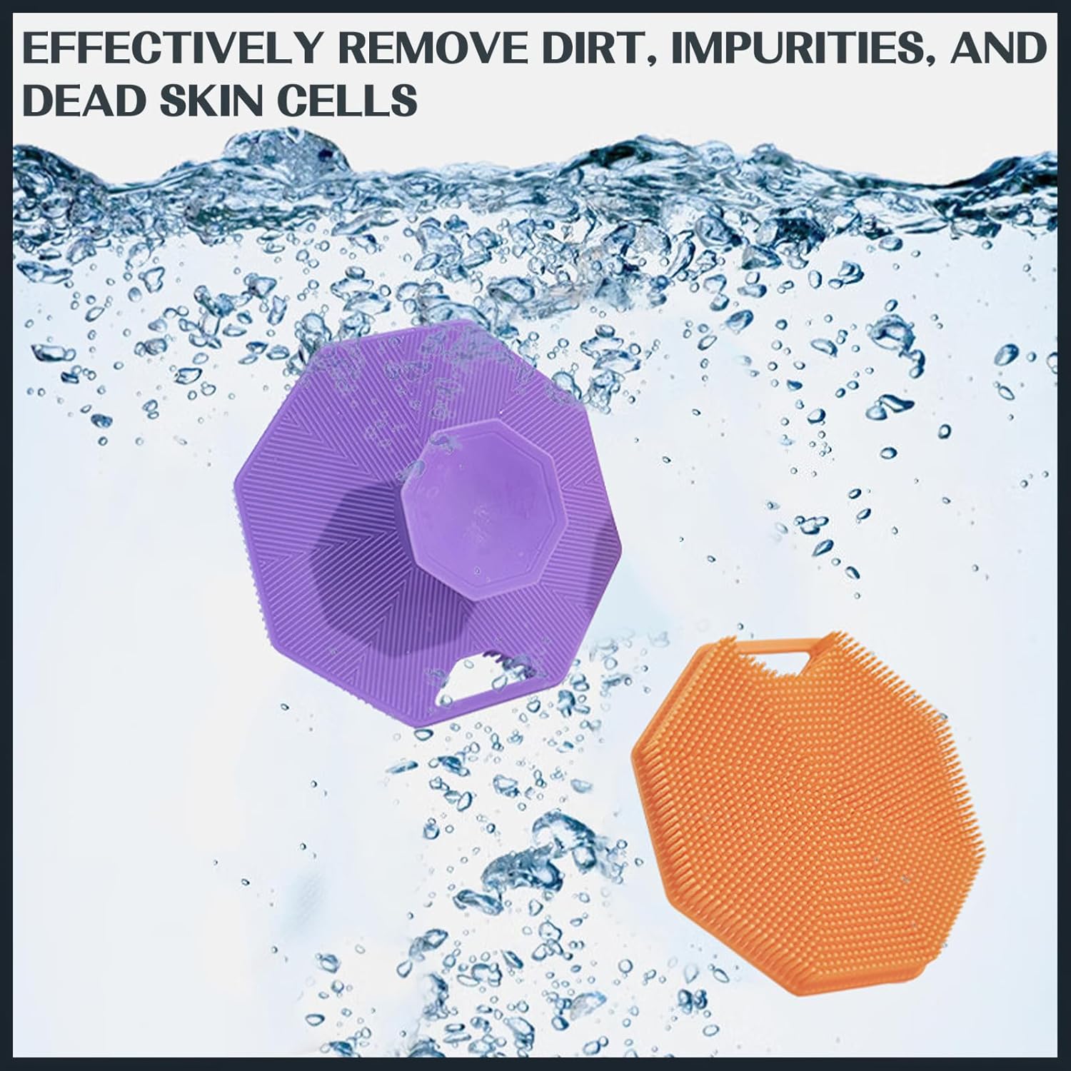 Exfoliante corporal de silicona, limpiador corporal multifuncional, limpiador de ducha suave, cepillo de limpieza facial de silicona con mango de