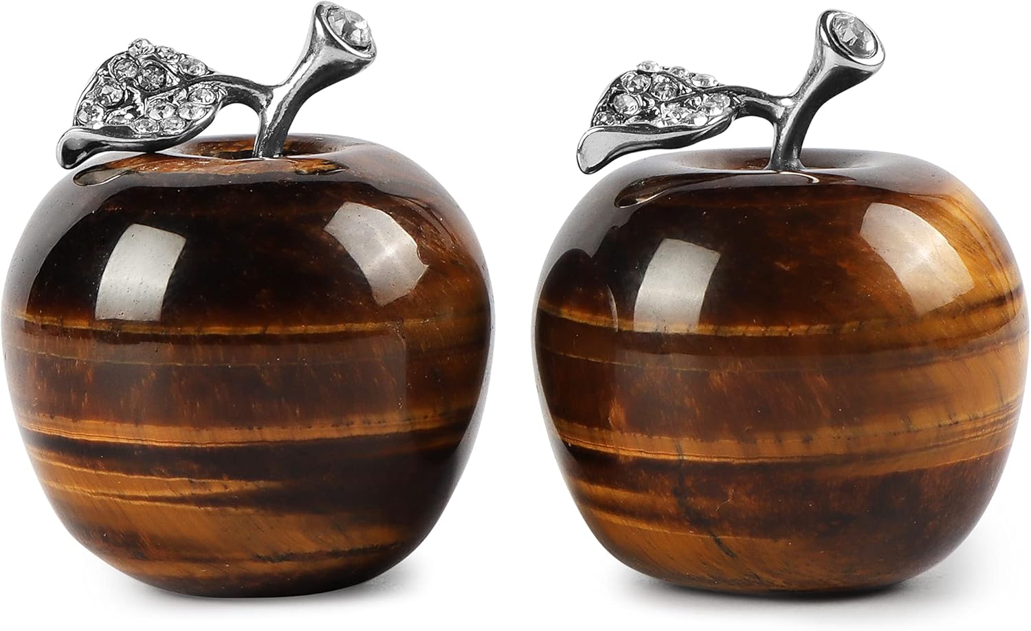 Artistone Pisapapeles de cristal de manzana, decoración artesanal de ojo de tigre, piedra curativa natural, figuras coleccionables de manzana para
