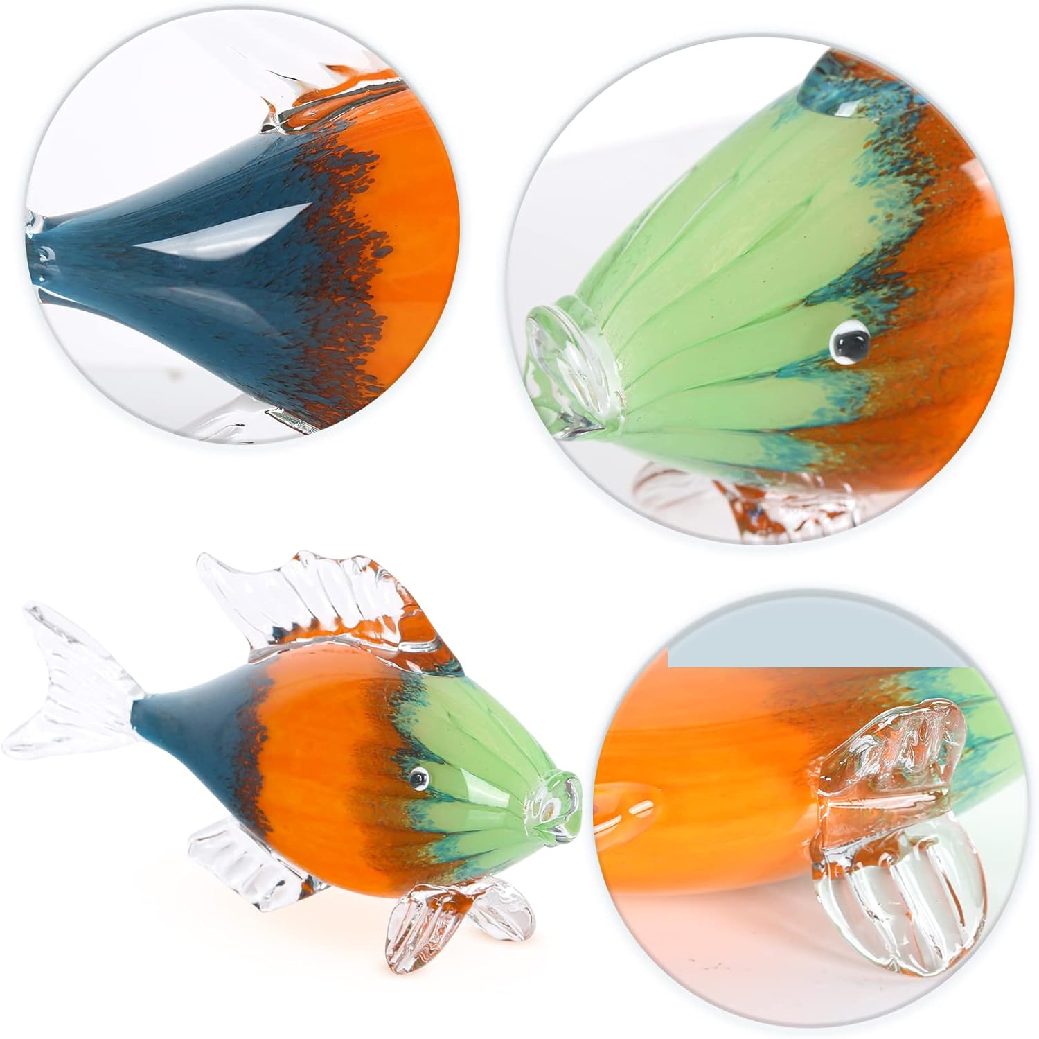 XIYOUQI Coastal Decor – Centro de mesa de cristal estilo Murano, figuras de peces de vidrio soplado, coleccionables, pieza de decoración