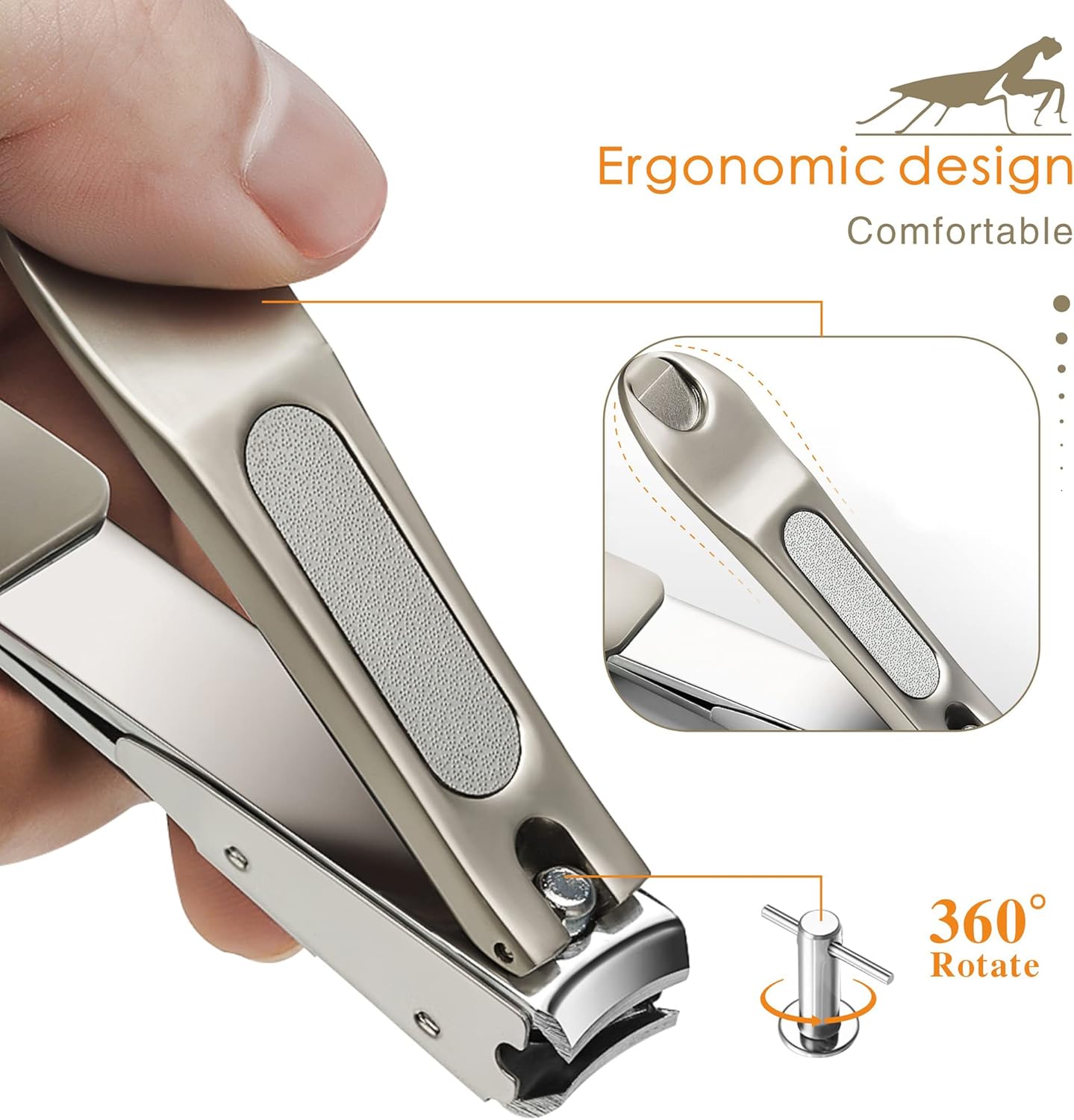 Cortaúñas resistente para uñas gruesas de los pies, cortador de uñas profesional con atrapador, kit de cuidado de uñas afilado y duradero para