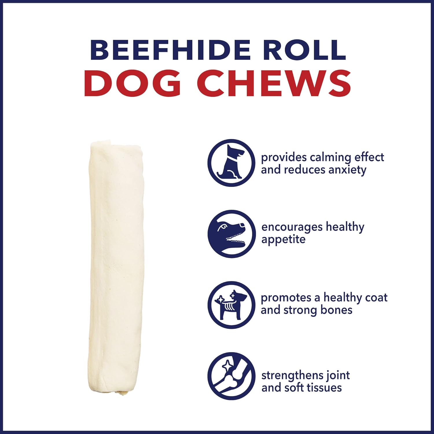 Pet Factory 100 % fabricado en Estados Unidos de piel de res de 7 pulgadas, rollos de golosinas masticables para perros, sabor natural, 4 unidades1