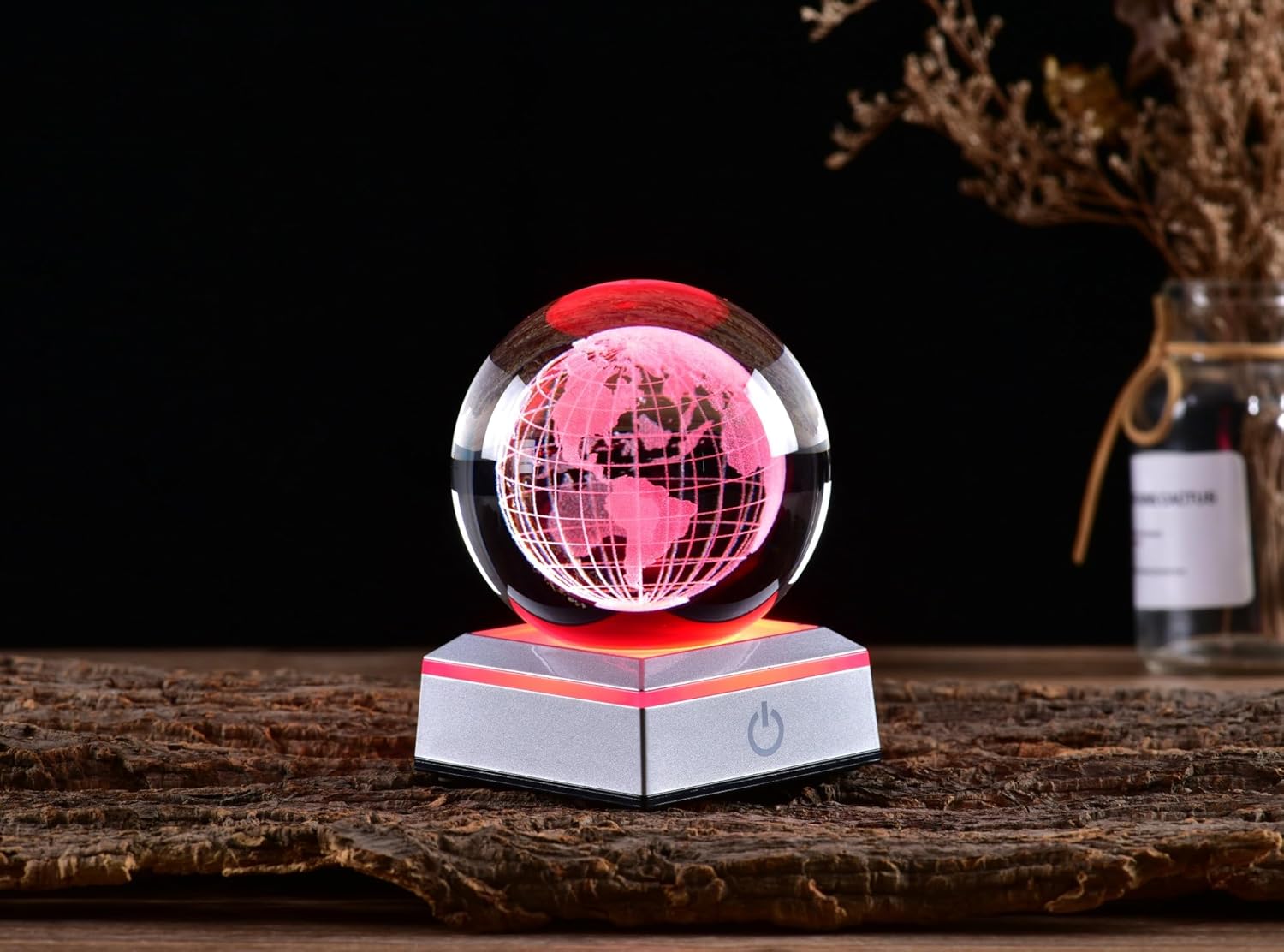 Bola de cristal 3D, lindo modelo de día de sonrisa de oso, con luz colorida, soporte de lámpara LED de 6 colores, decoración divertida de