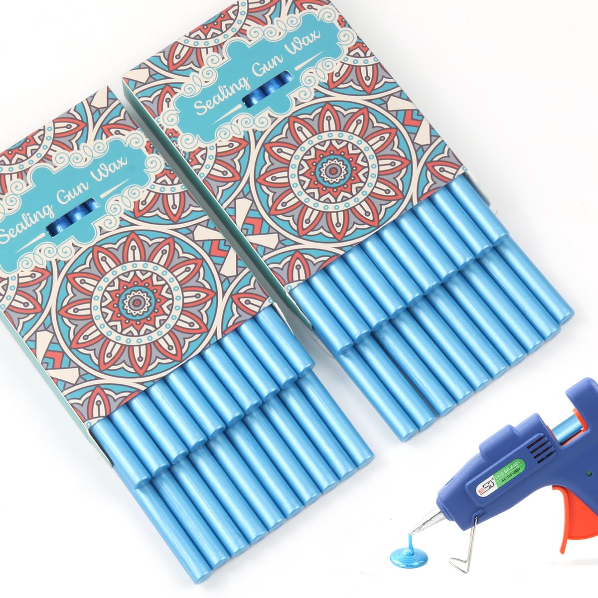 40 barras de cera azul cielo, 40 varillas de cera de sellado de pistola de pegamento de alta calidad para sello de cera, perfectas para invitaciones