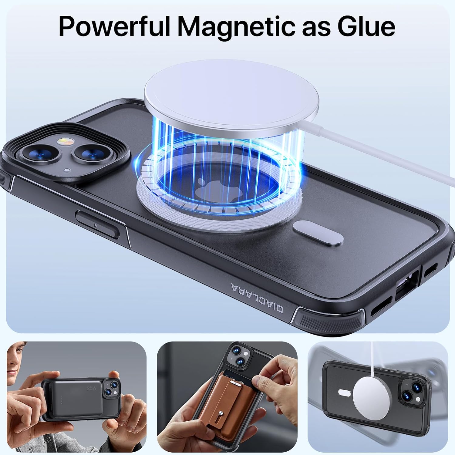 Diaclara Funda magnética para iPhone 13iPhone 14, compatible con MagSafe, a prueba de caídas de grado militar de 10 pies, funda translúcida para