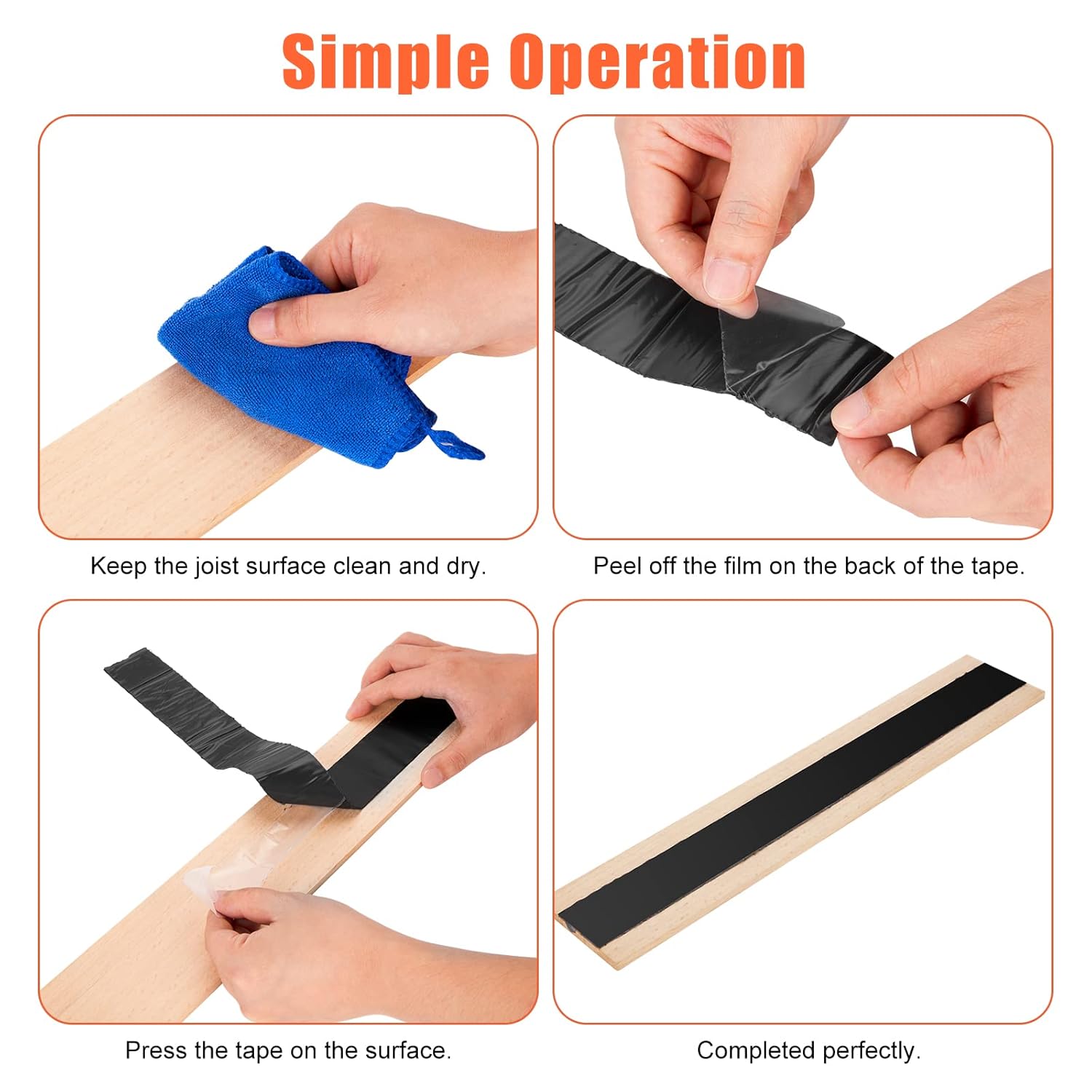 WELLUCK Cinta de viguetas para cubiertas, cinta de viguetas de butilo de 4 pulgadas x 50 pies, cinta de butilo impermeable para vigas y vigas, 1
