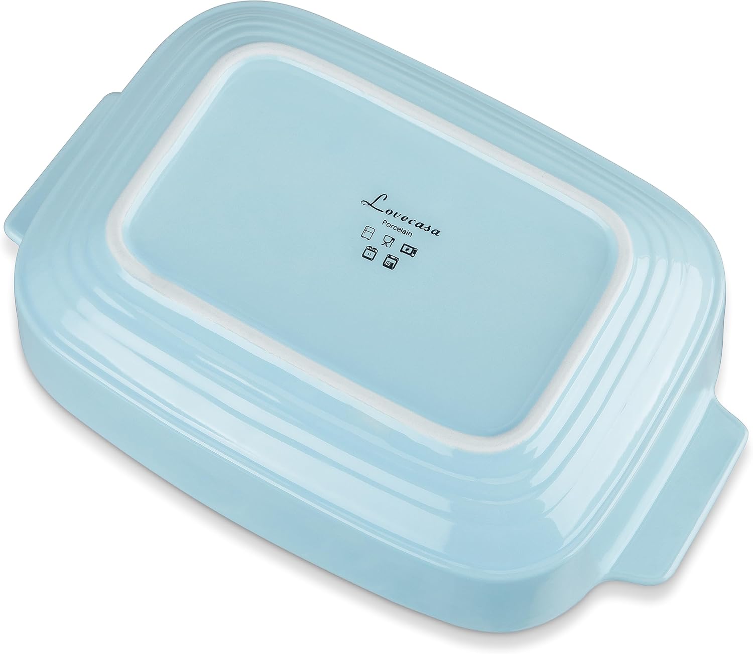 LOVECASA Juego de 3 cacerolas para horno, platos de cerámica para hornear, sartenes rectangulares para lasaña profundas con asas, moldes para