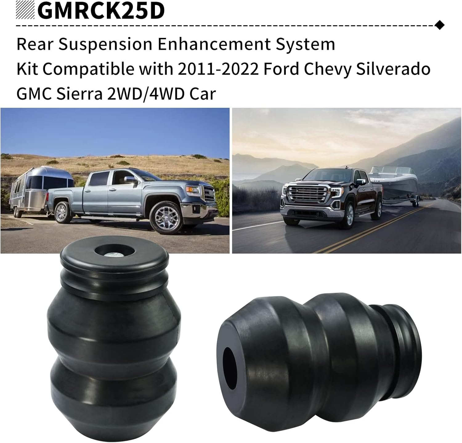 GMRCK25D – Sistema de mejora de la suspensión trasera compatible con Chevy Chevrolet Silverado 2011-2022, GMC Sierra 2500HD 3500HD 2WD4WD