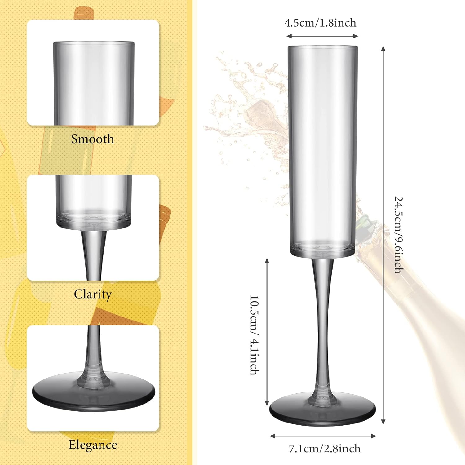 Lauwell Copas de champán de plástico acrílico para tostar vino, copas de cóctel desechables de cristal, vasos reutilizables para Navidad, fiestas,