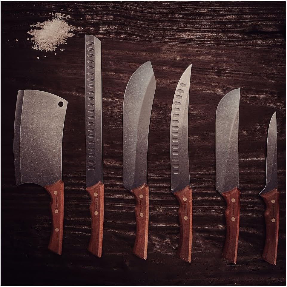 Tramontina Churrasco Black Black Blade Stainless Carving Knife 250mm Best Design for Outdoor Use Gyu Knife Stainless Steel Blade Wood Handle Made in