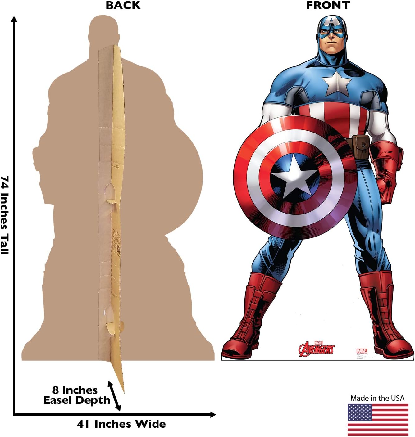 Gráficos avanzados de Marvel’s Avengers Assemble, Tamaño natural, Cartón, para levantarse., Captain America 2, talla única