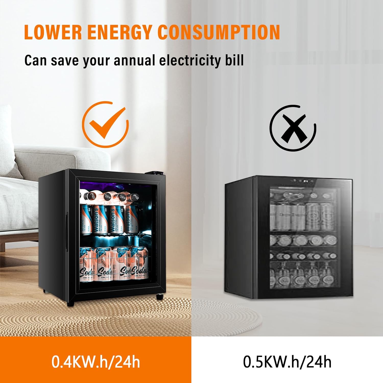 DRIXNO Refrigerador de bebidas MiniPequeño Refrigerador de 75 latas BebidaVinoCerveza Enfriador con Puerta de Vidrio OficinaBarDormitorio