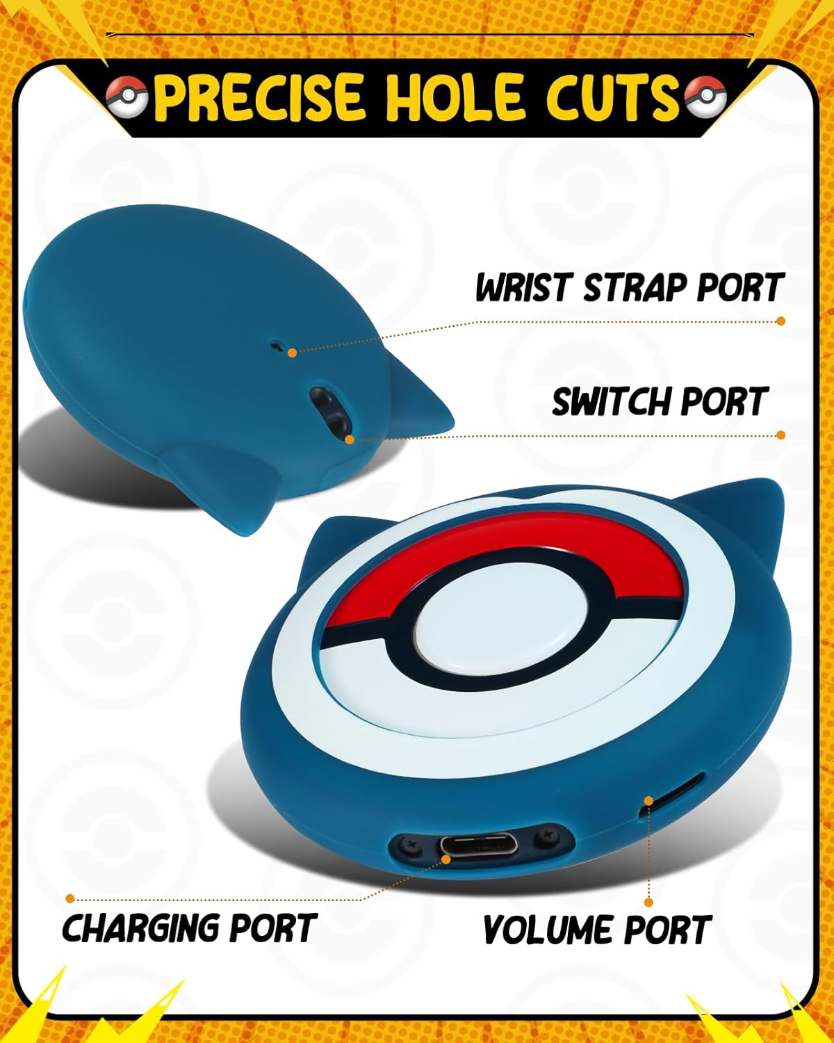Gurgitat for Pokemon Go Plus Plus Case with Wrist Strap Cute Cartoon Girls Teens Game Boys Blue Anime for Poké Go Plus+ Cover Accessory Slim Soft
