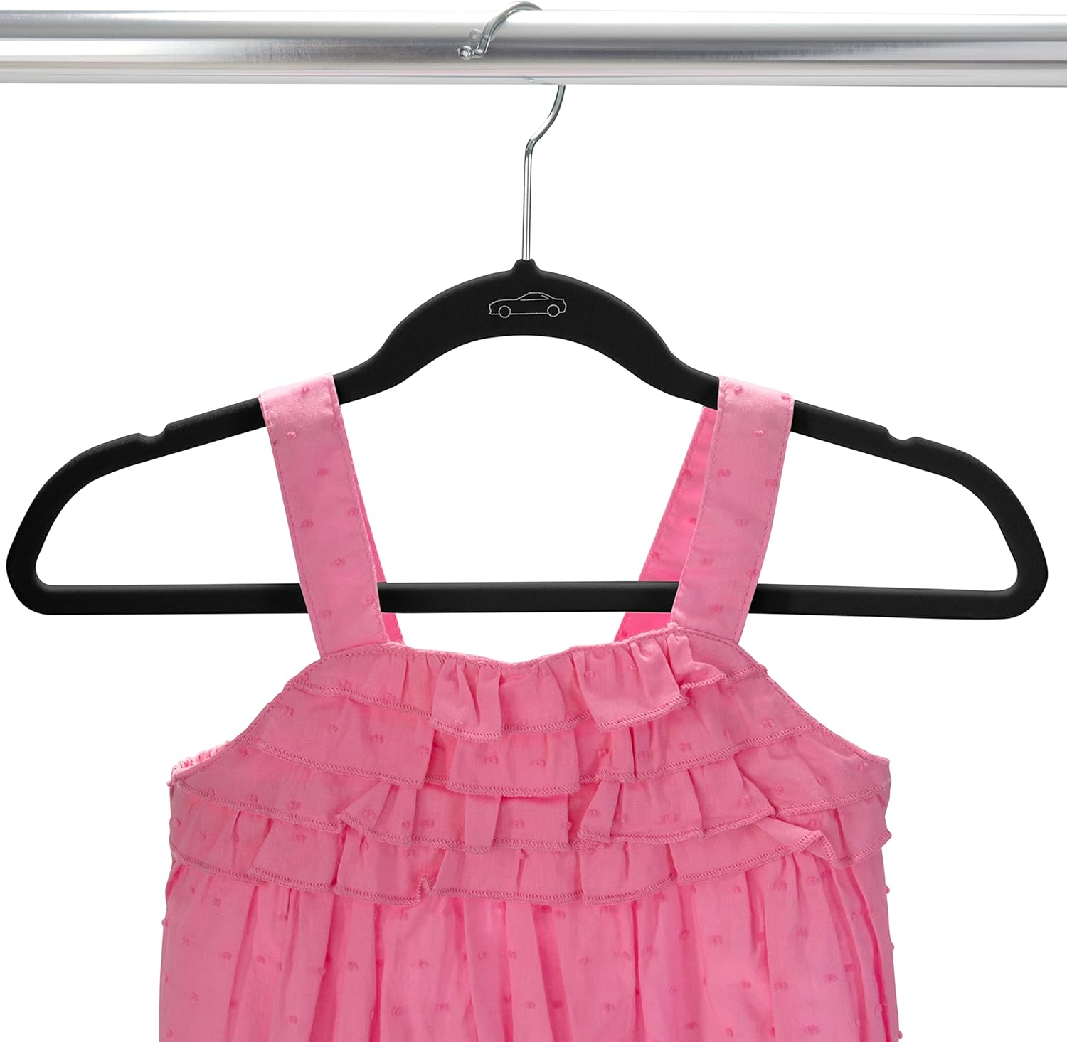 Simplify Paquete de 50 perchas de terciopelo para niños, delgadas, diseño antideslizante, ahorro de espacio, ropa para niños, camisas, pantalones,