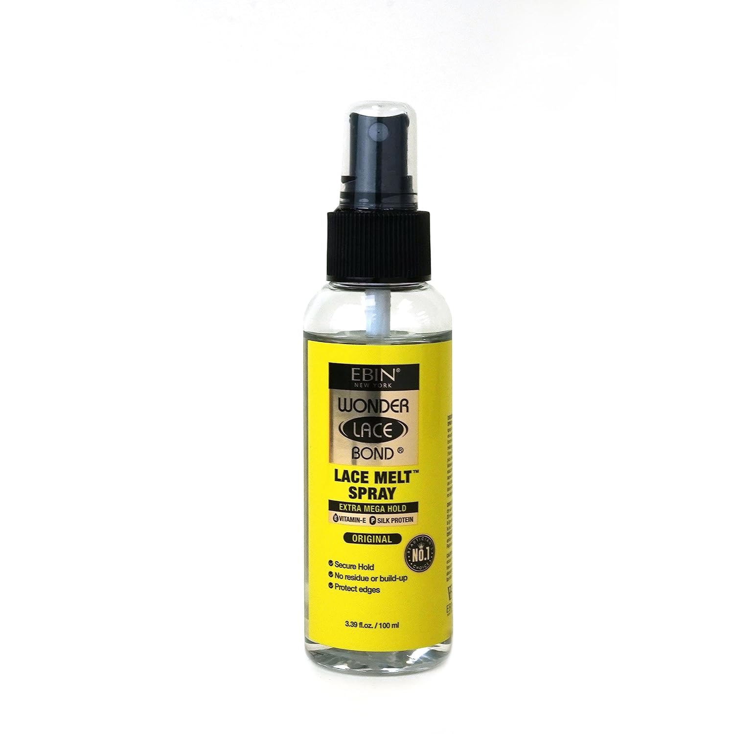 EBIN NEW YORK Wonder Lace Bond – Espray para fundir encaje, 3.39 onzas, fijación Extra Mega Hold (original), fórmula de larga duración con bordes